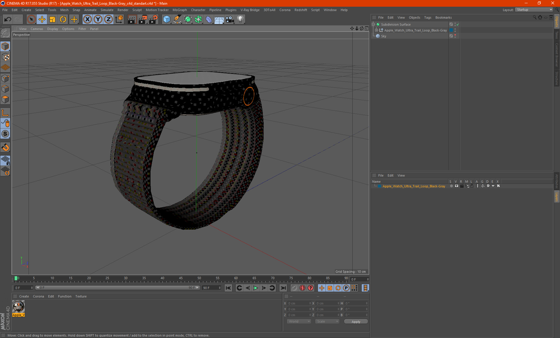 Apple Watch Ultra Trail Loop Black-Gray 3D model