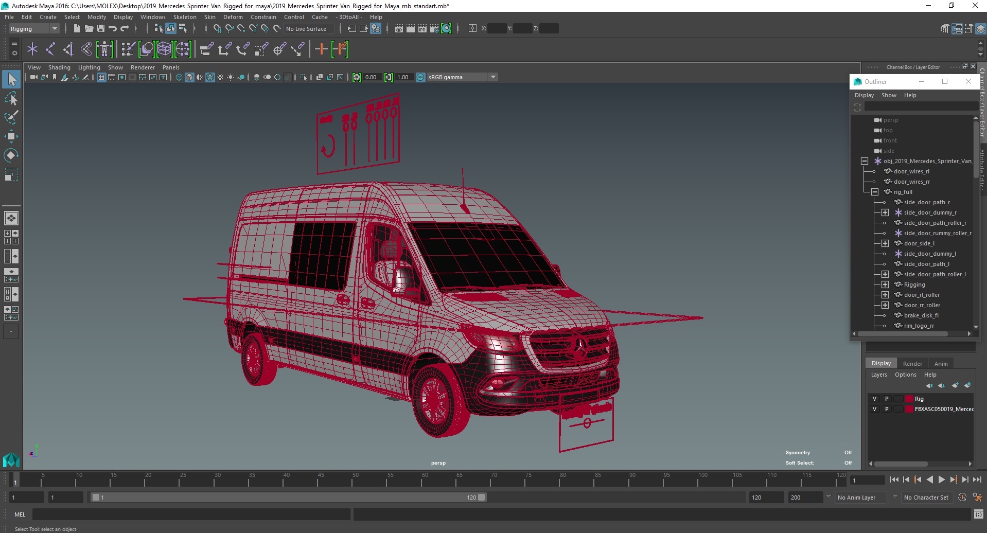 2019 Mercedes Sprinter Van Rigged for Maya 3D