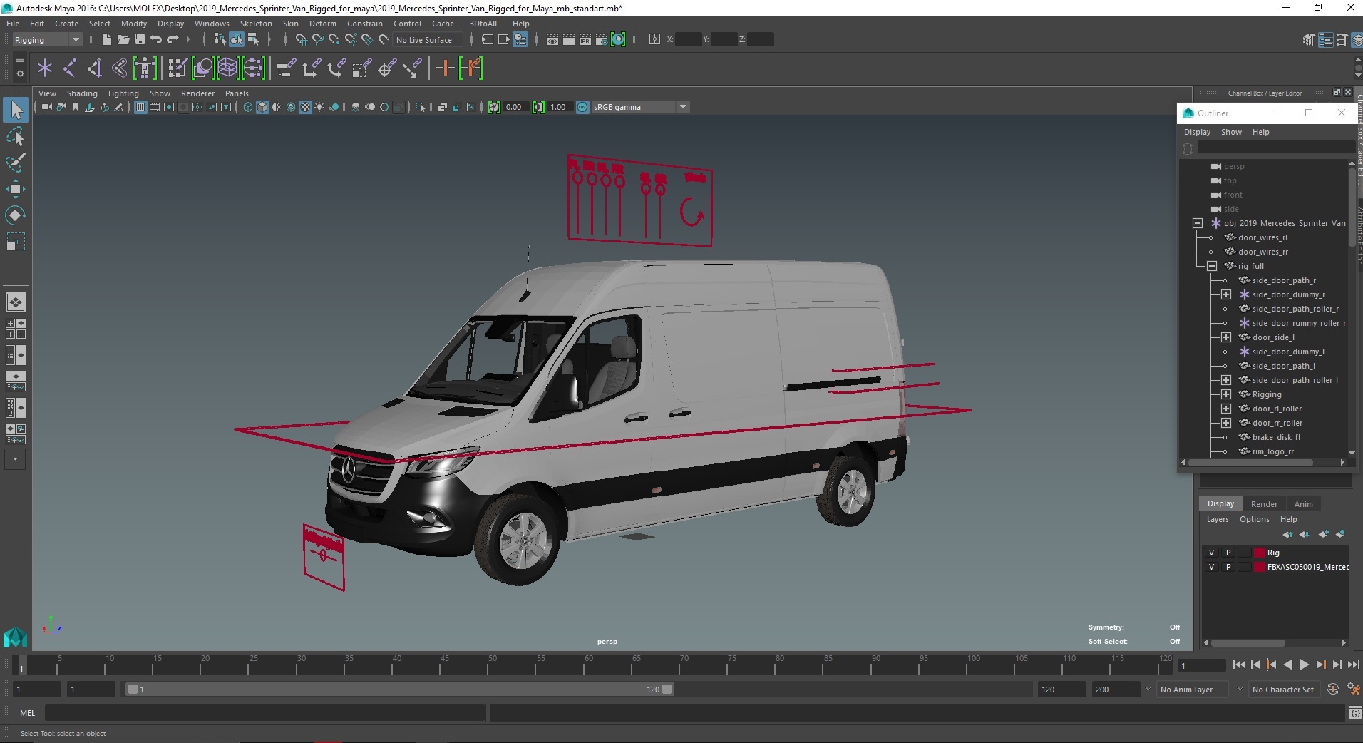 2019 Mercedes Sprinter Van Rigged for Maya 3D