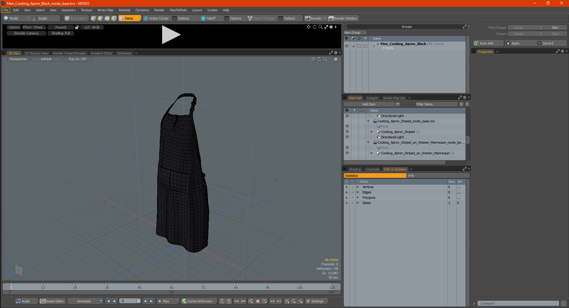 3D Men Cooking Apron Black model