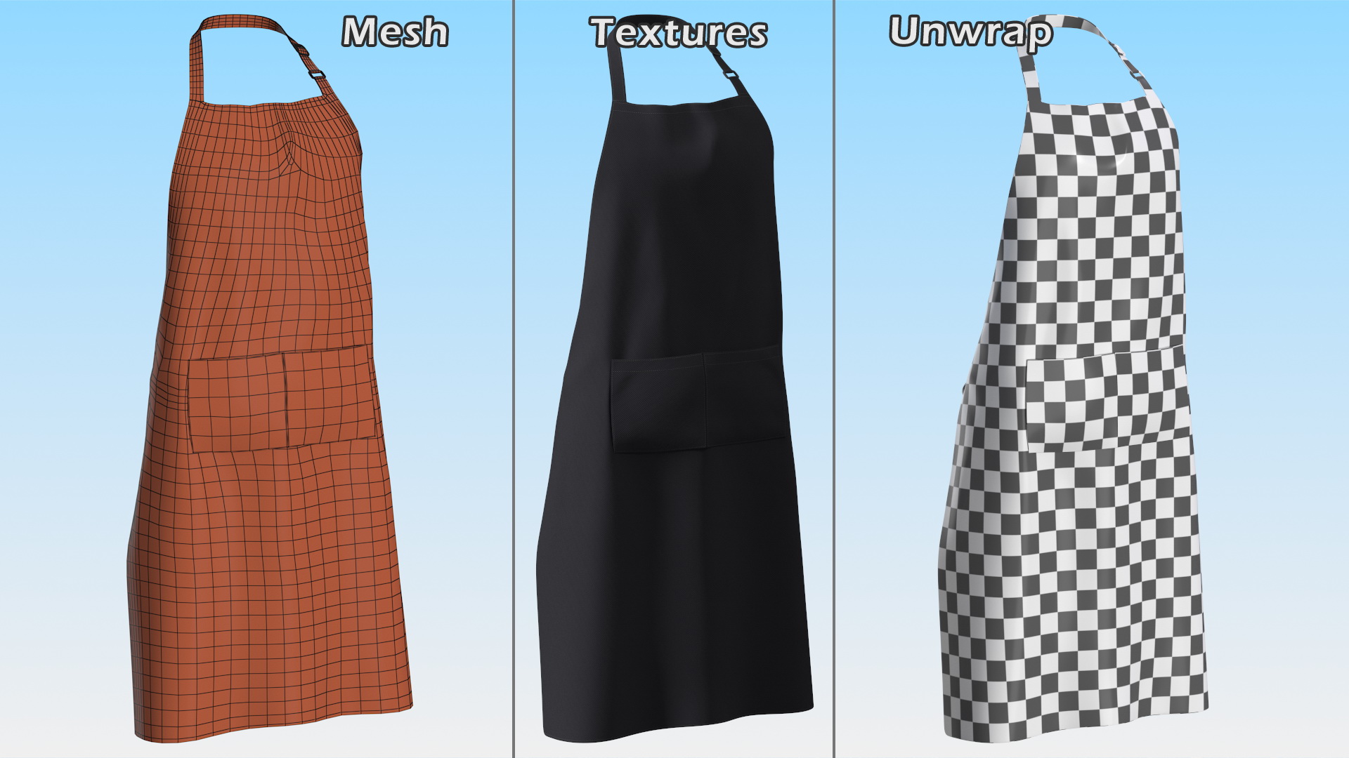 3D Men Cooking Apron Black model