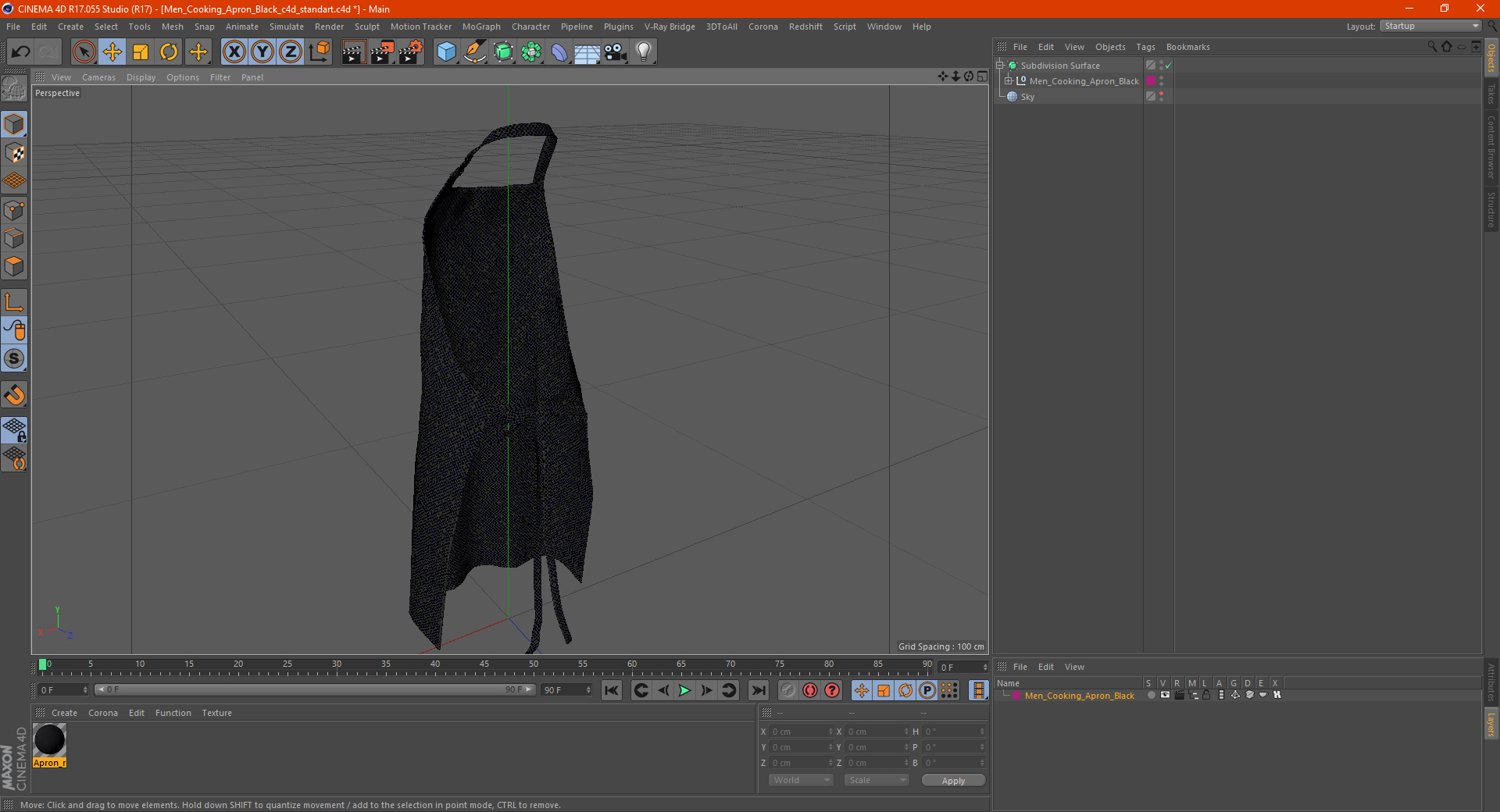 3D Men Cooking Apron Black model