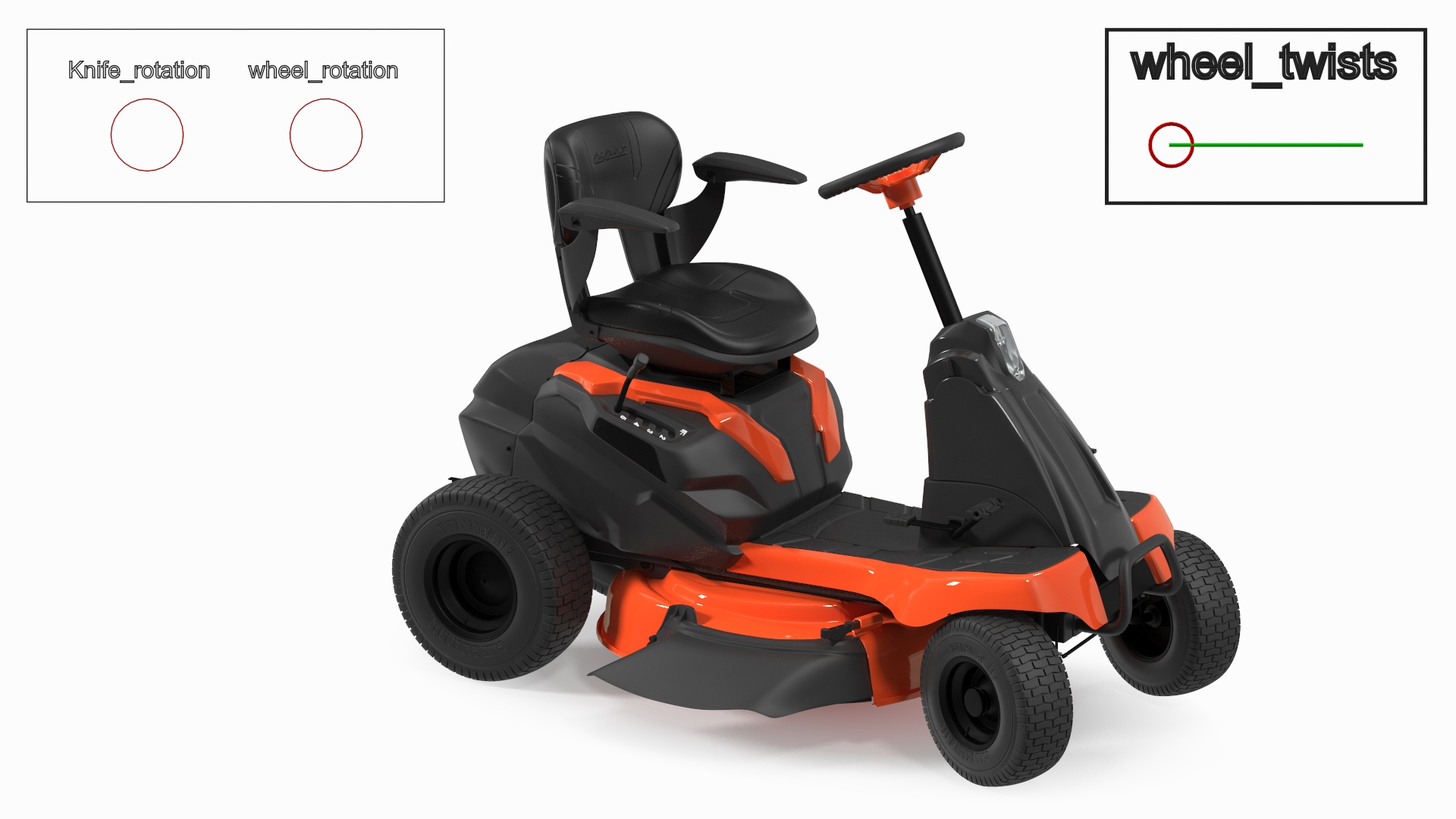 3D Electric Mobility Lawn-Mower Orange Rigged for Cinema 4D