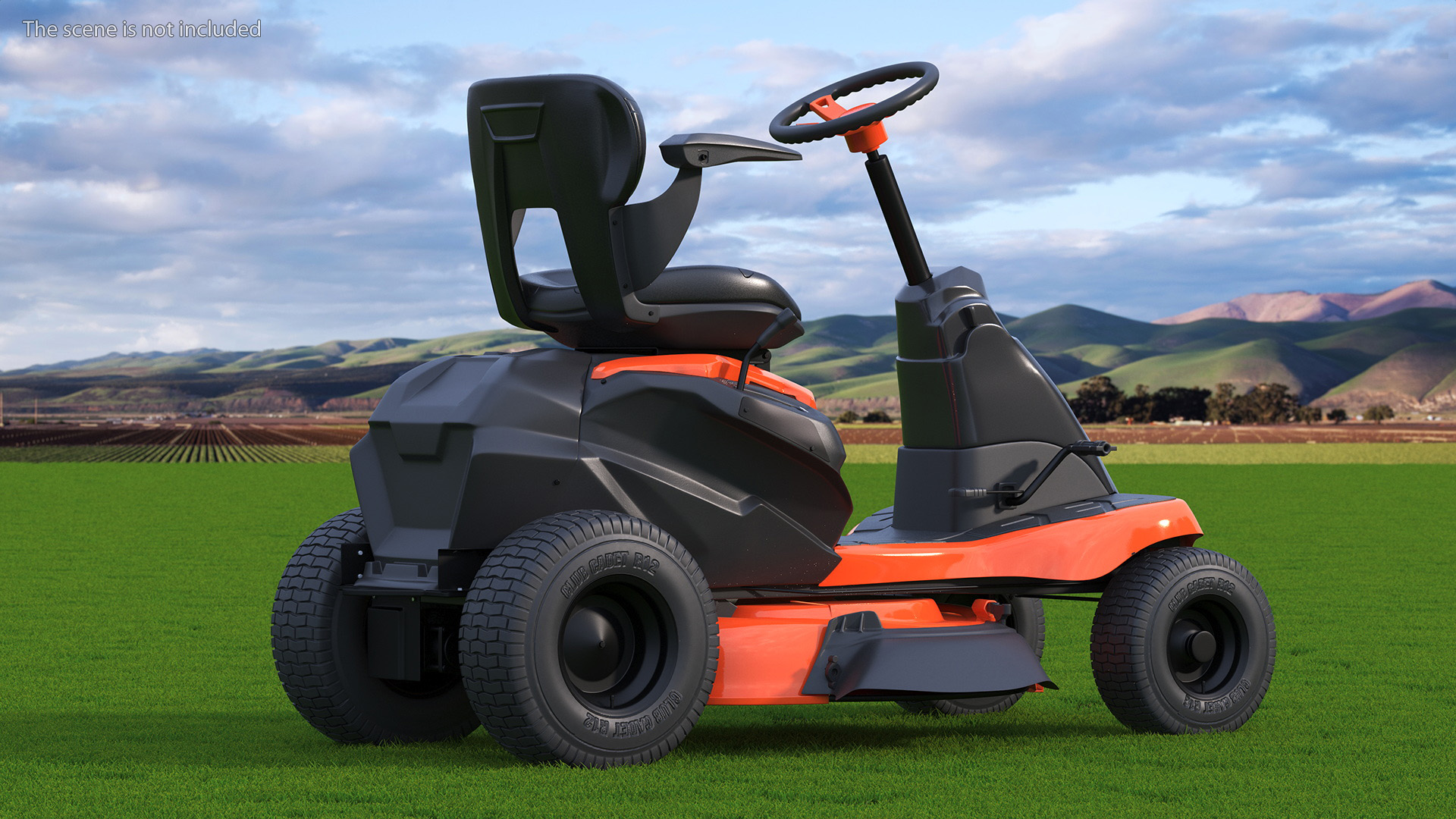 3D Electric Mobility Lawn-Mower Orange Rigged for Cinema 4D