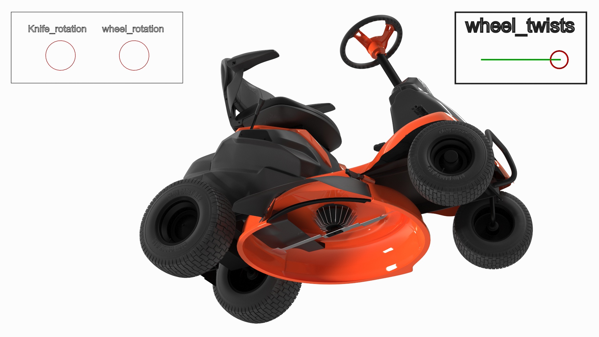 3D Electric Mobility Lawn-Mower Orange Rigged for Cinema 4D