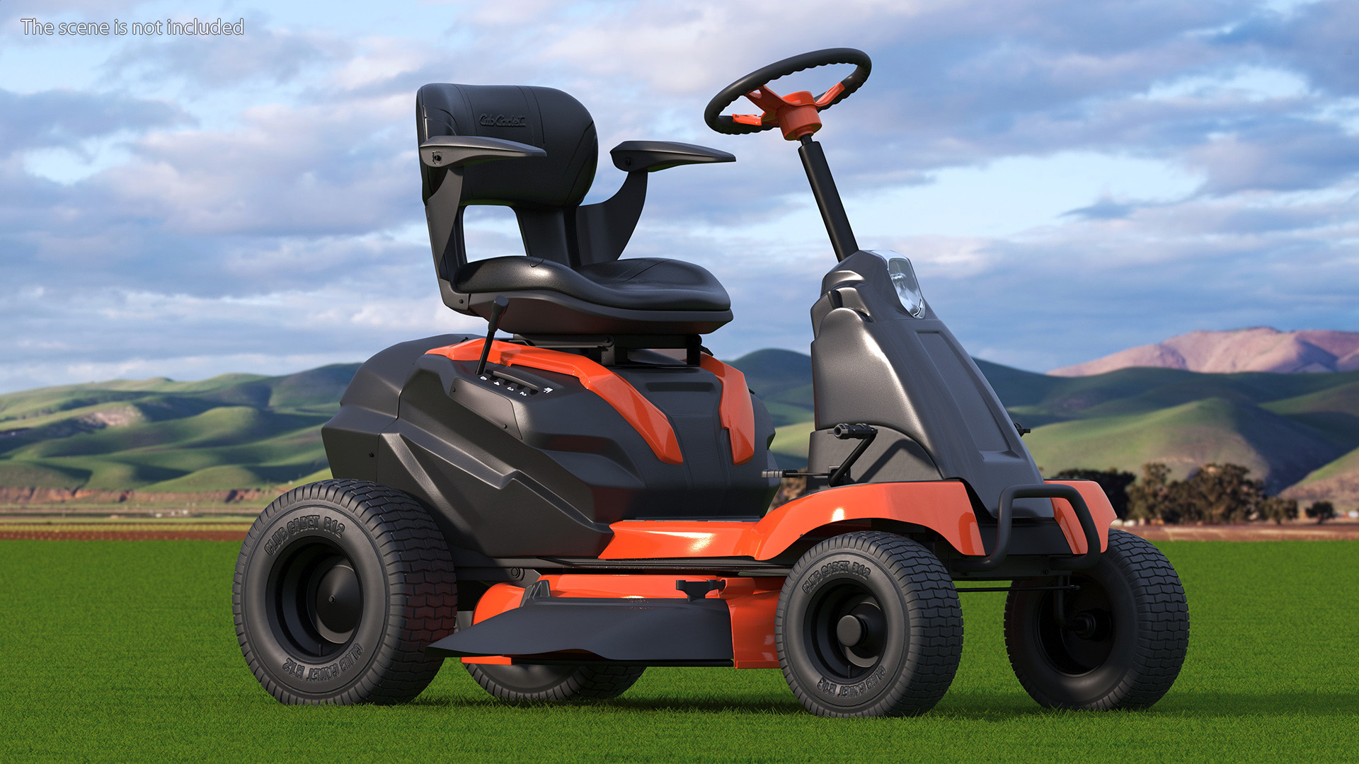 3D Electric Mobility Lawn-Mower Orange Rigged for Cinema 4D