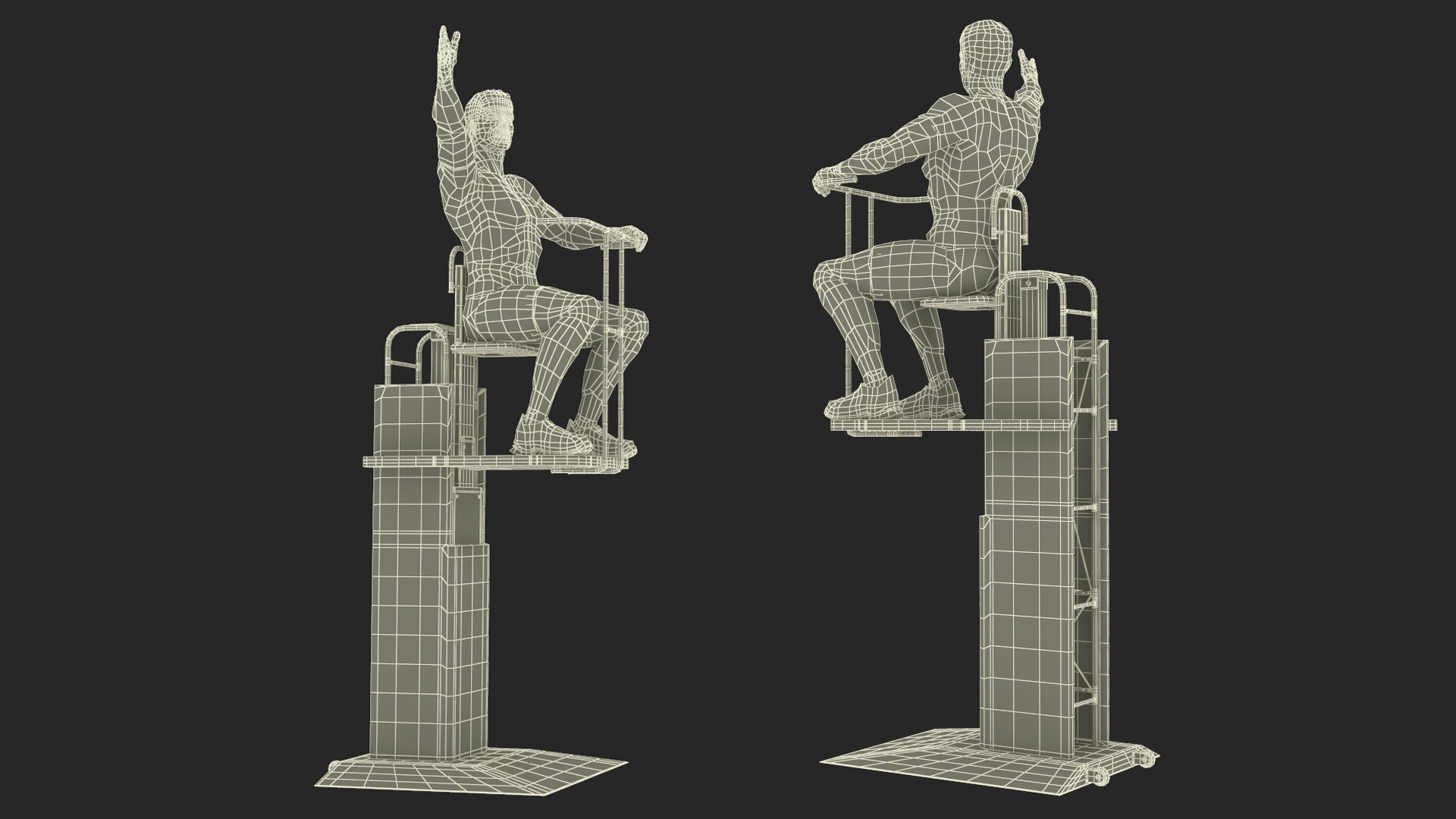 Volleyball Referee on the SENOH Umpire Tower 3D model