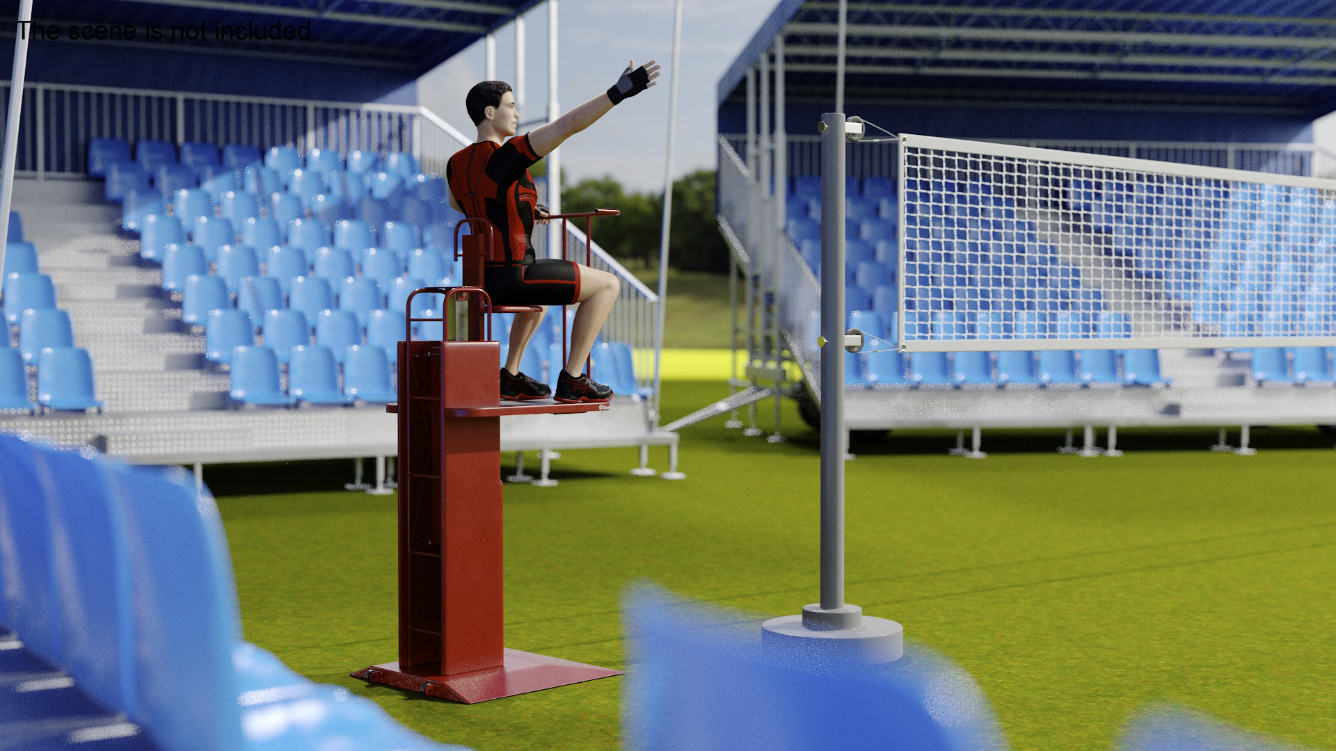 Volleyball Referee on the SENOH Umpire Tower 3D model