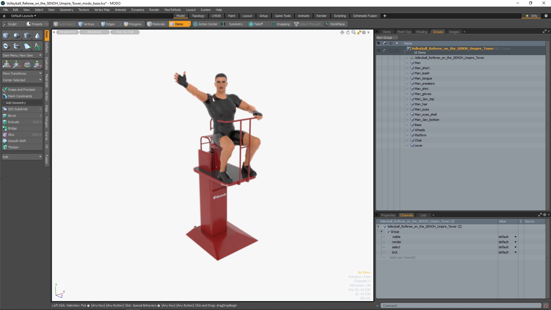 Volleyball Referee on the SENOH Umpire Tower 3D model