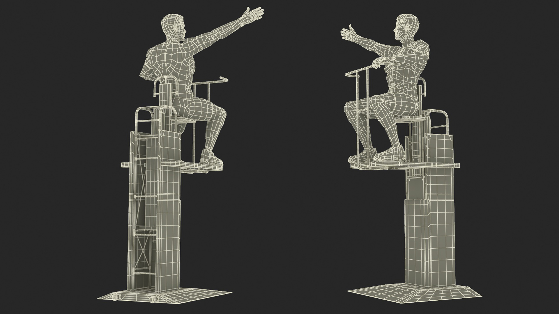 Volleyball Referee on the SENOH Umpire Tower 3D model