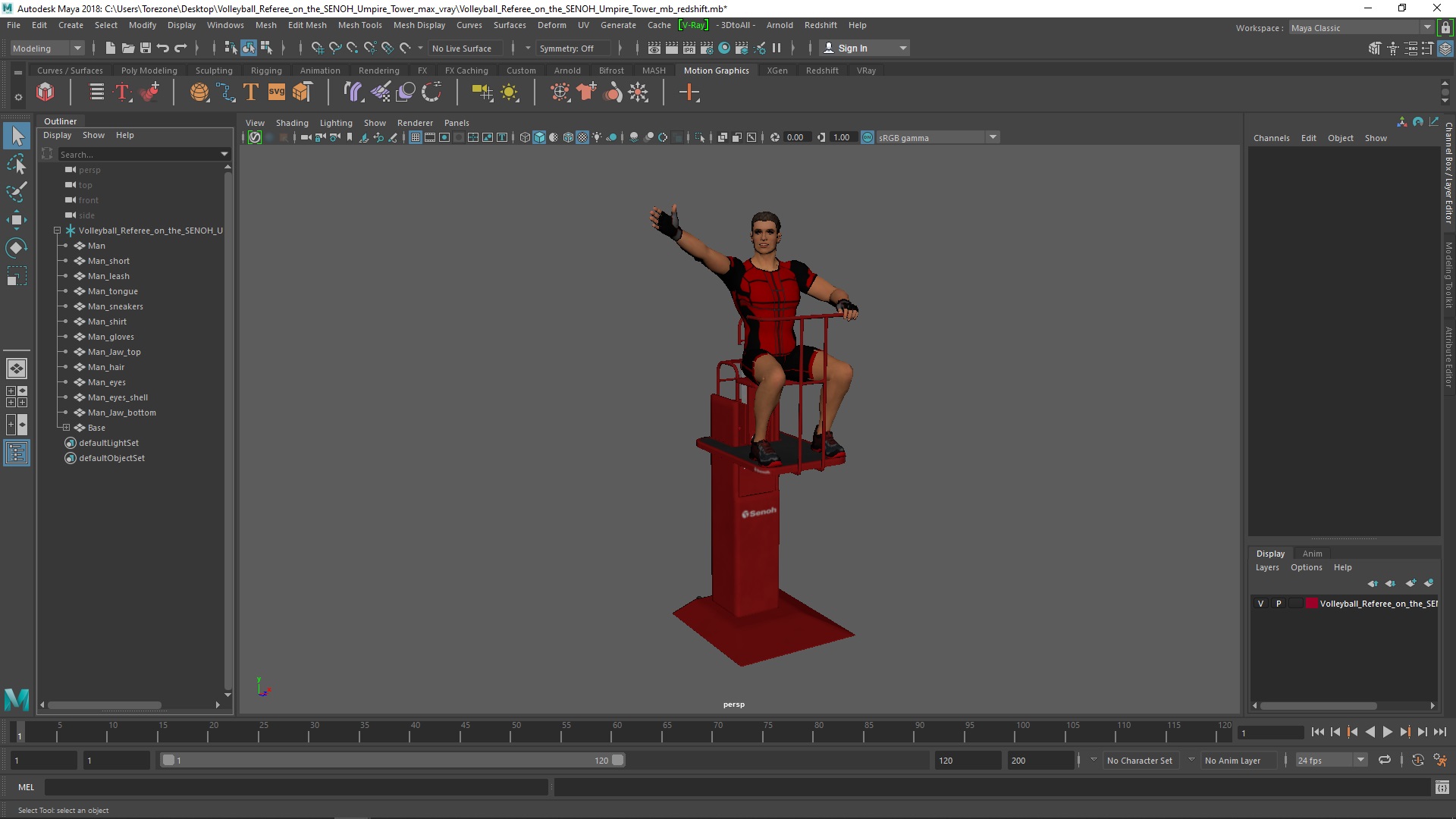Volleyball Referee on the SENOH Umpire Tower 3D model