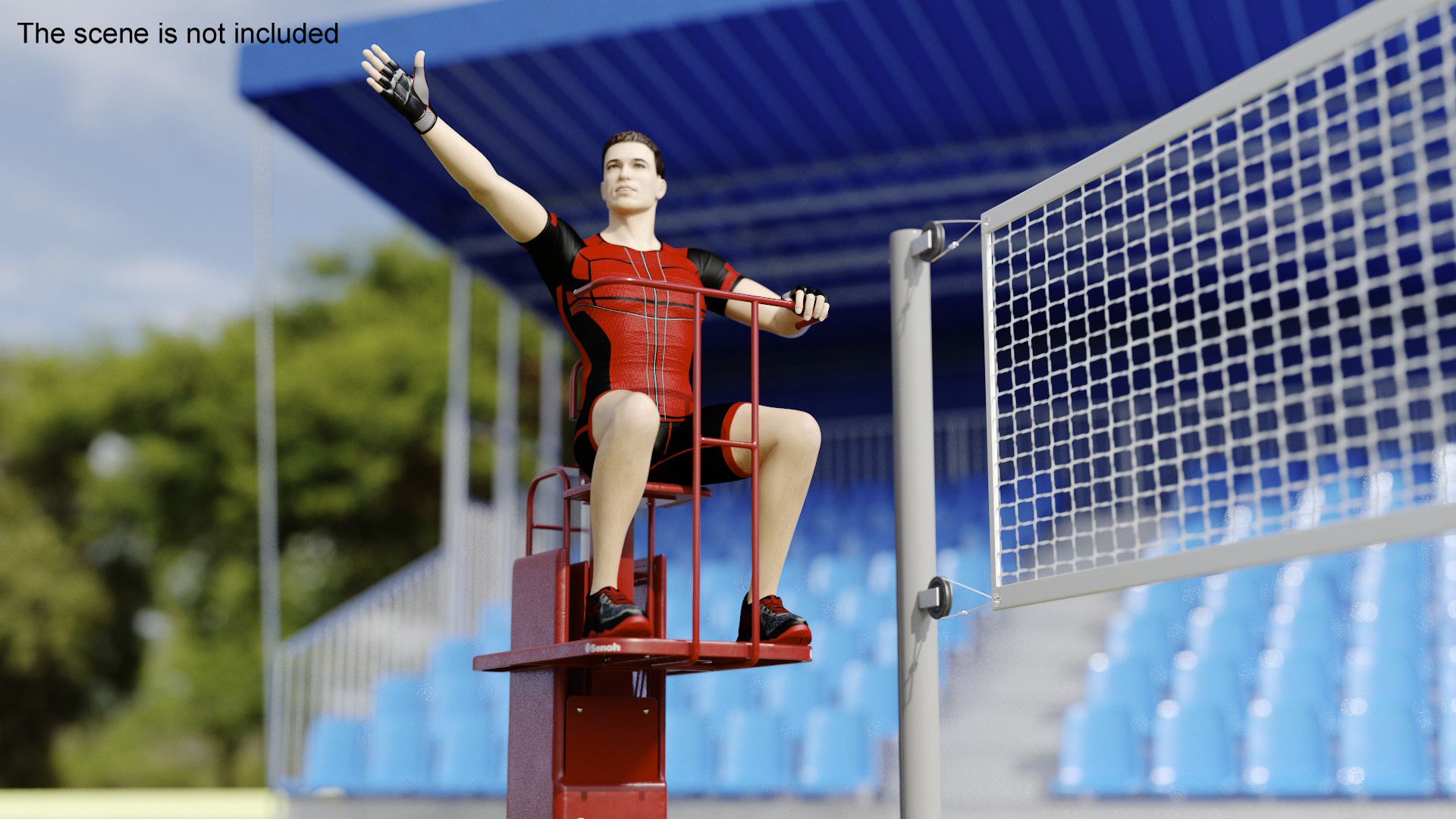 Volleyball Referee on the SENOH Umpire Tower 3D model