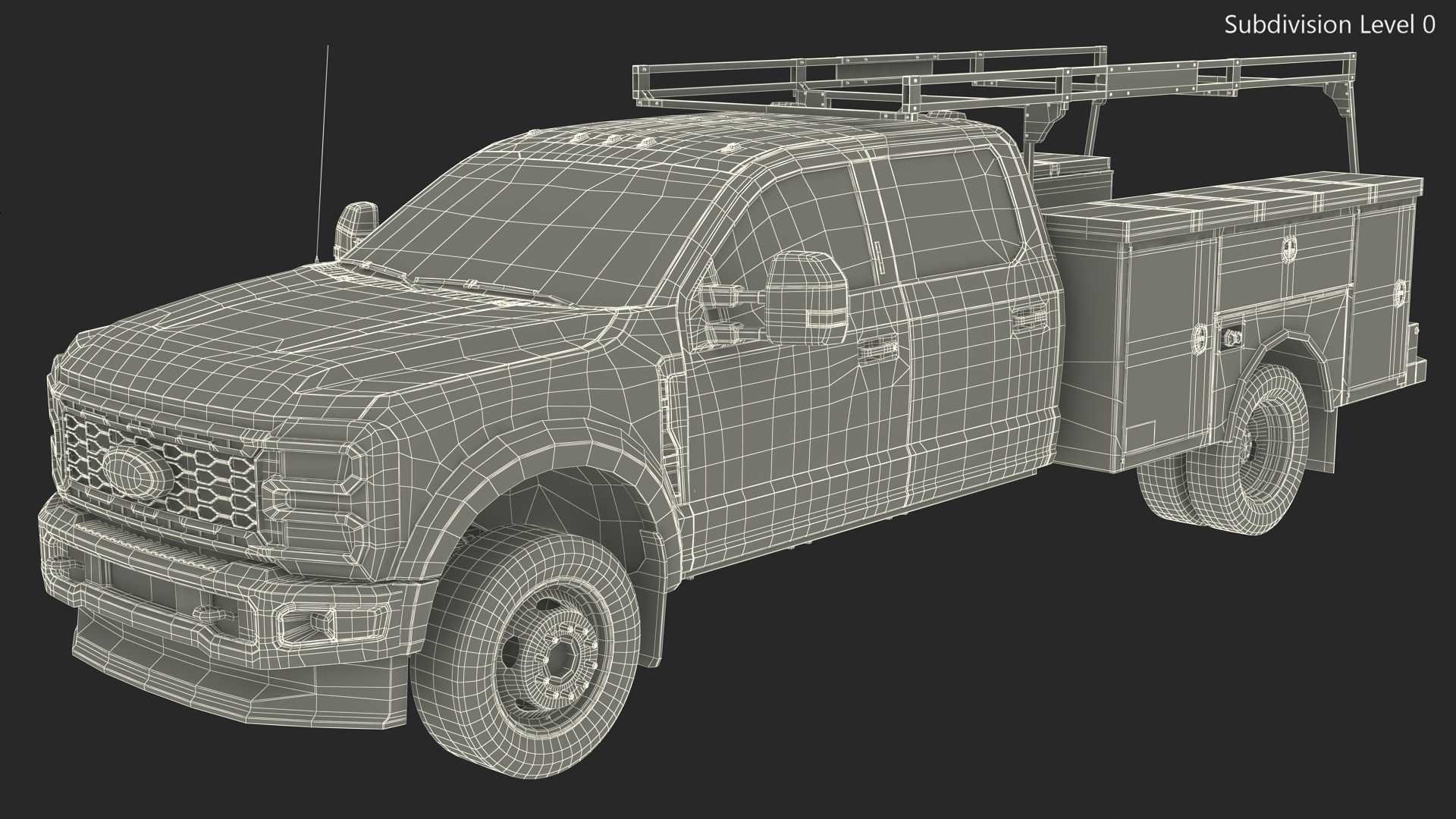 Ford Super Duty F550 with Service Body Red Rigged 3D model