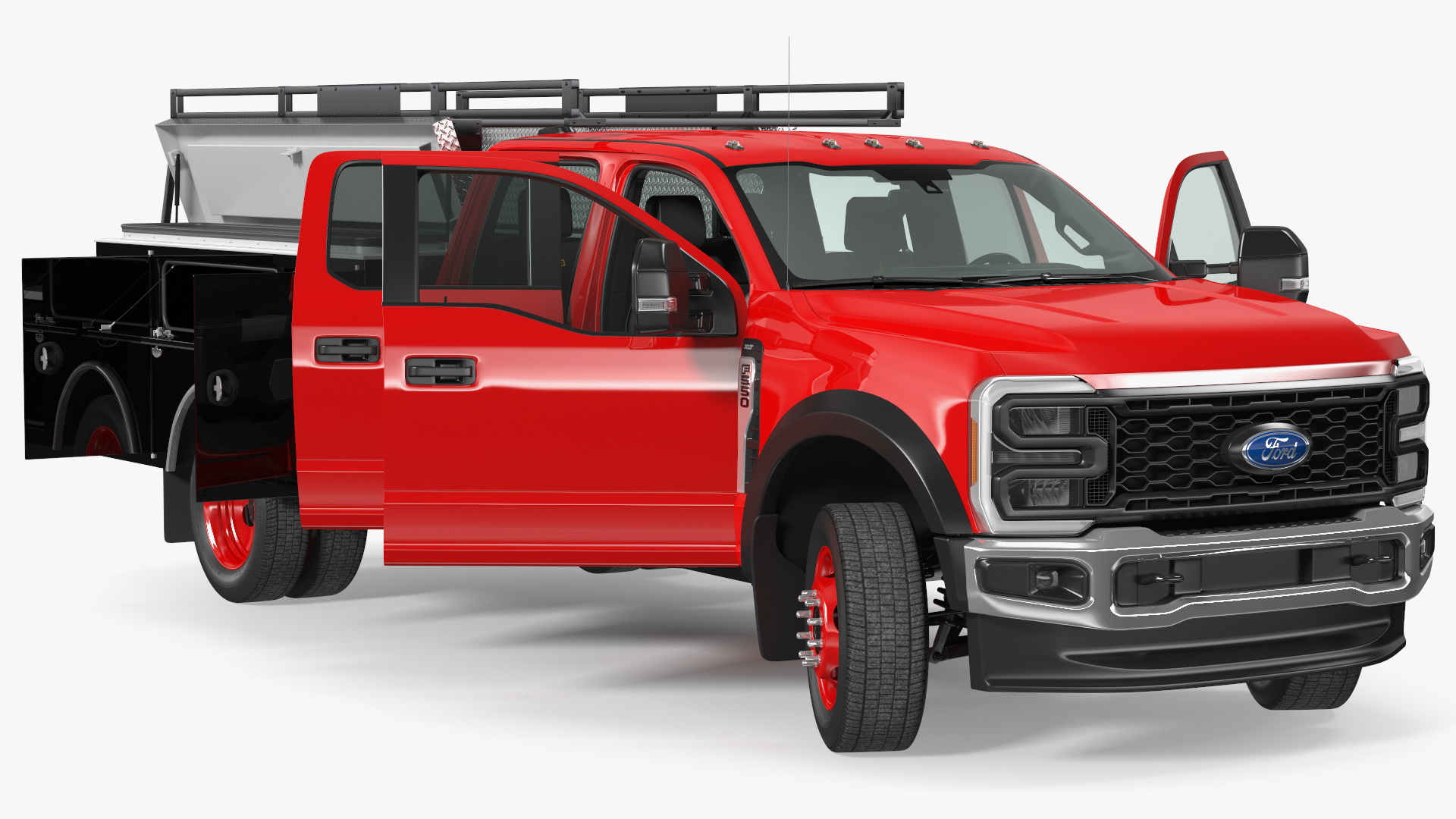 Ford Super Duty F550 with Service Body Red Rigged 3D model