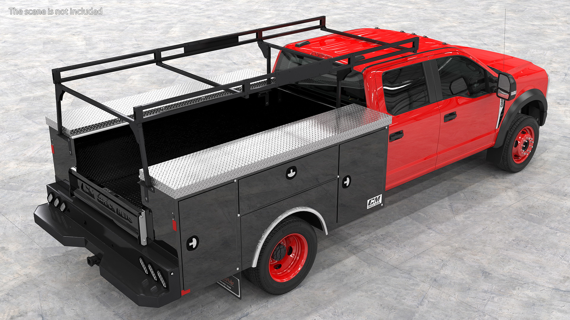 Ford Super Duty F550 with Service Body Red Rigged 3D model