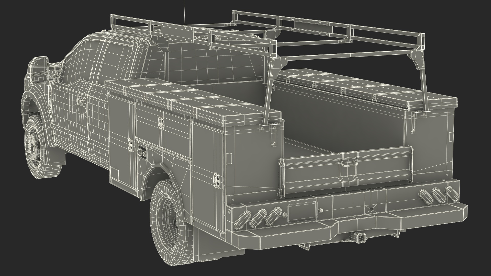 Ford Super Duty F550 with Service Body Red Rigged 3D model