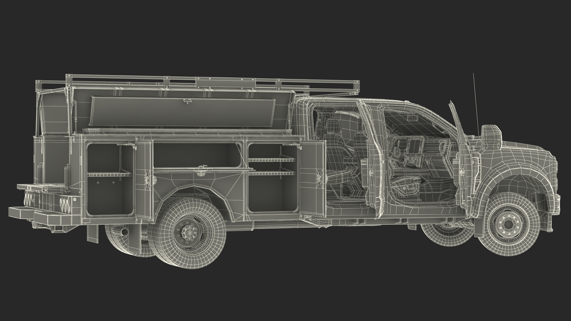 Ford Super Duty F550 with Service Body Red Rigged 3D model