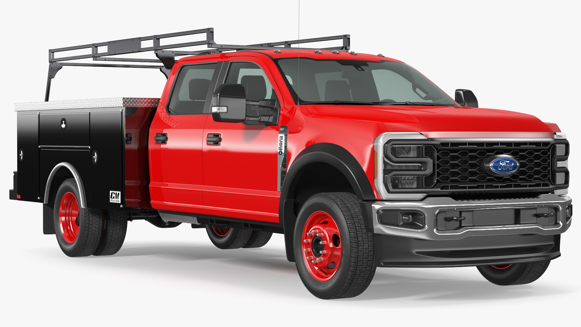 Ford Super Duty F550 with Service Body Red Rigged 3D model