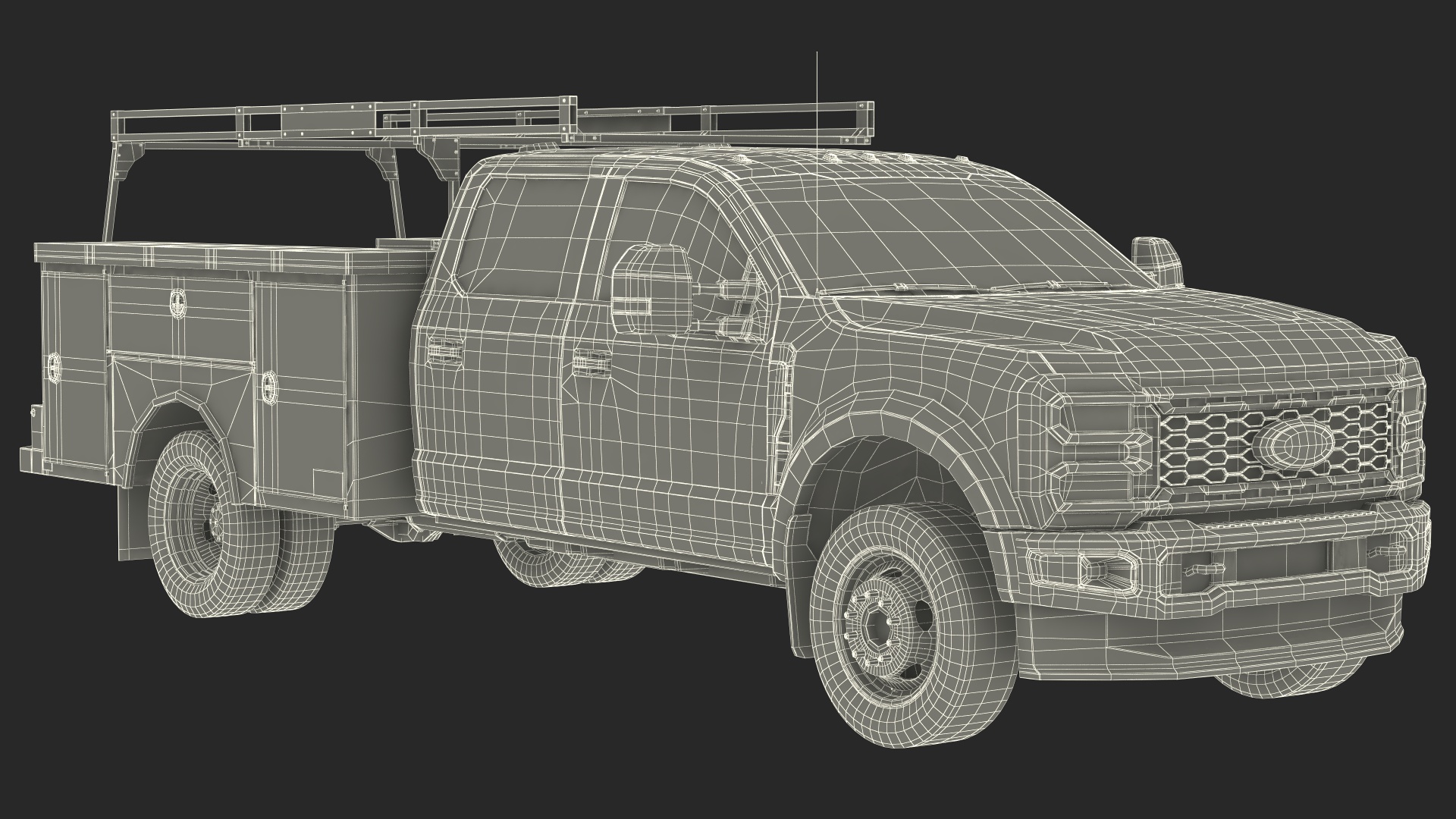 Ford Super Duty F550 with Service Body Red Rigged 3D model