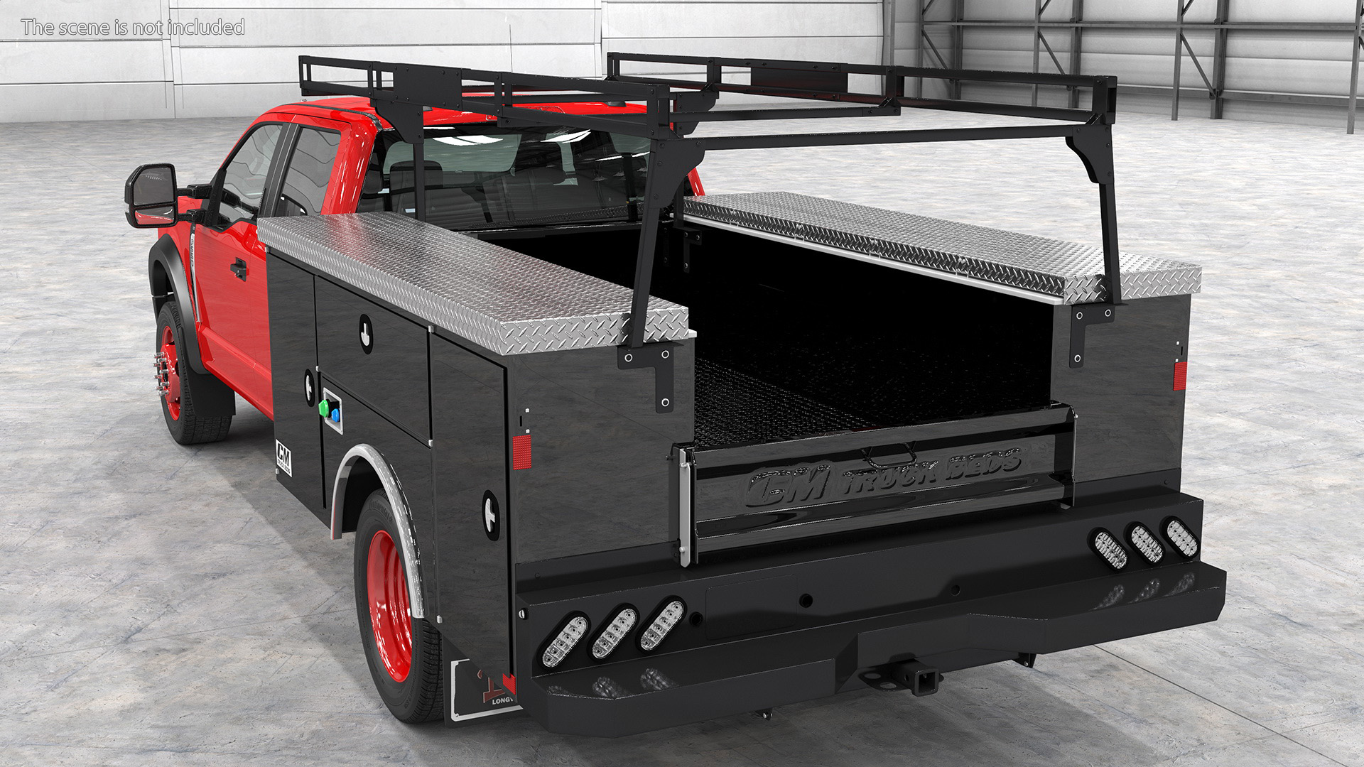 Ford Super Duty F550 with Service Body Red Rigged 3D model