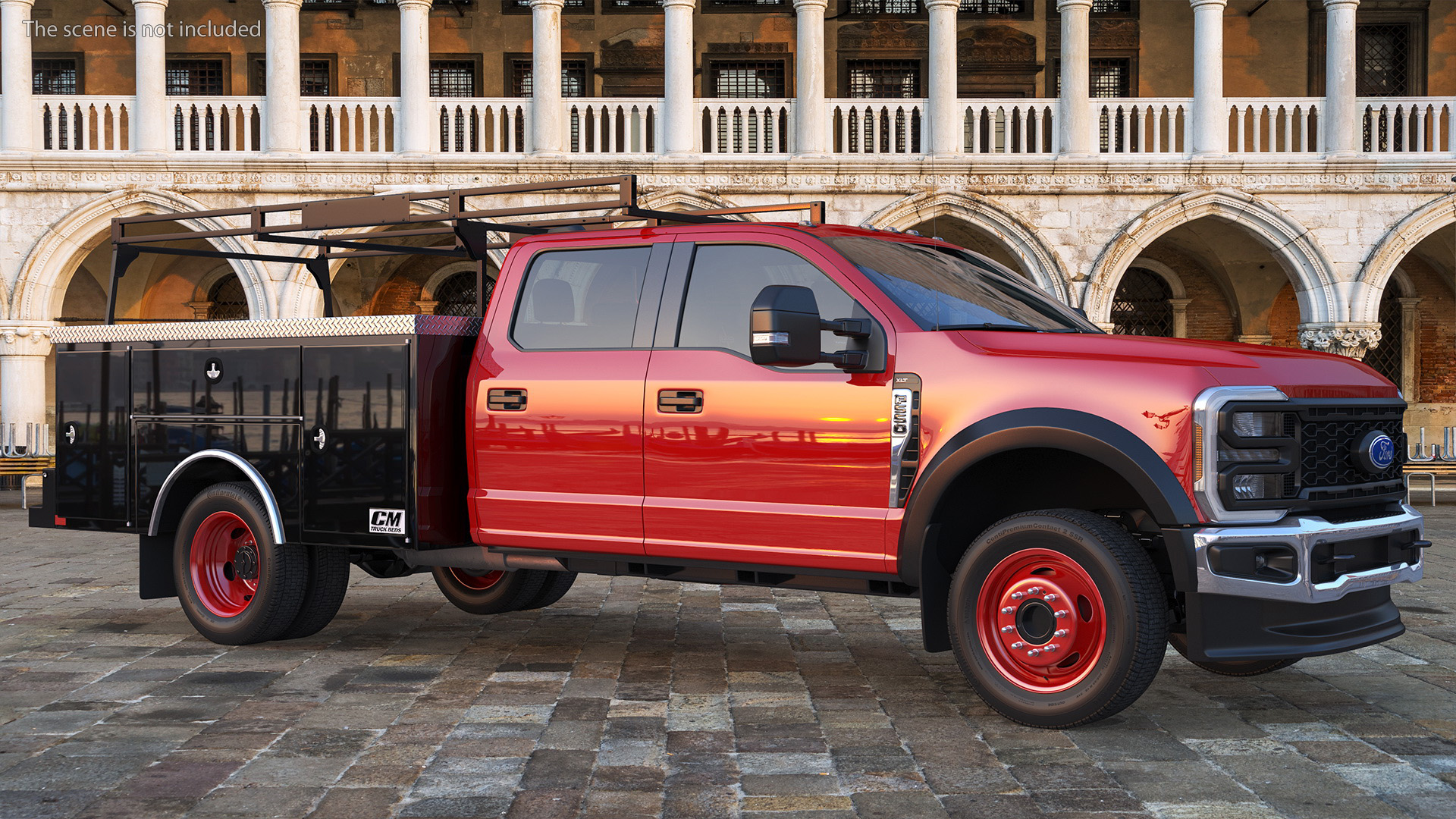 Ford Super Duty F550 with Service Body Red Rigged 3D model