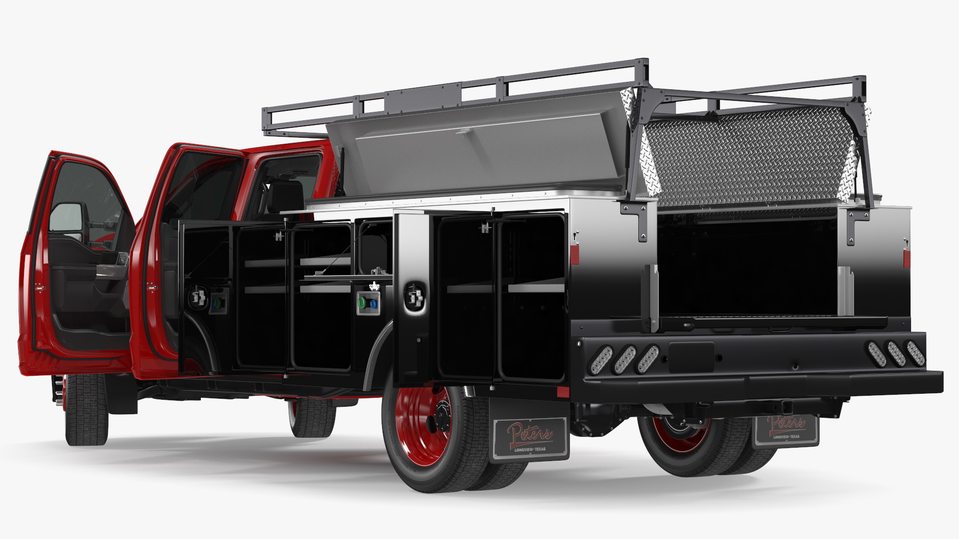 Ford Super Duty F550 with Service Body Red Rigged 3D model