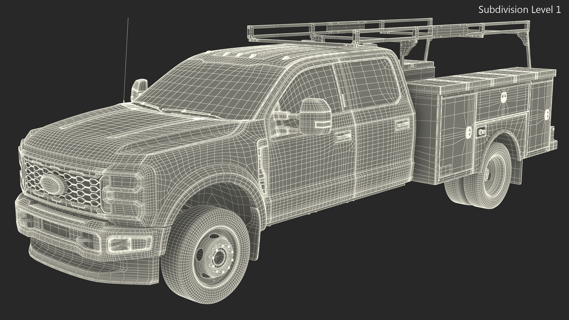 Ford Super Duty F550 with Service Body Red Rigged 3D model