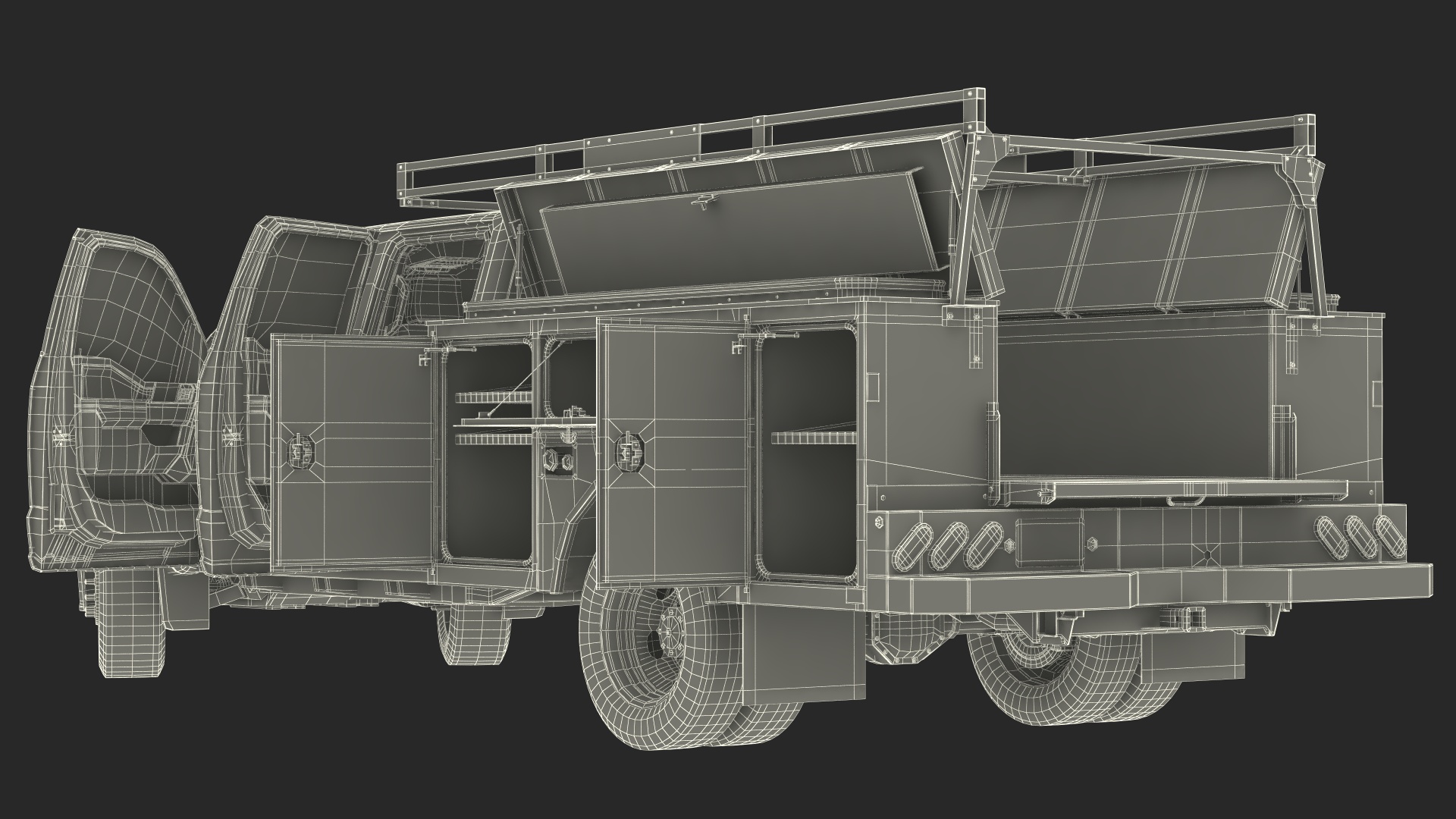 Ford Super Duty F550 with Service Body Red Rigged 3D model