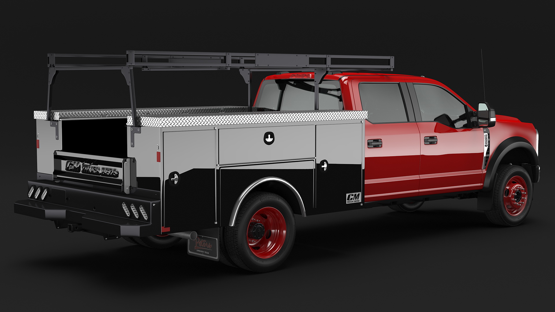 Ford Super Duty F550 with Service Body Red Rigged 3D model