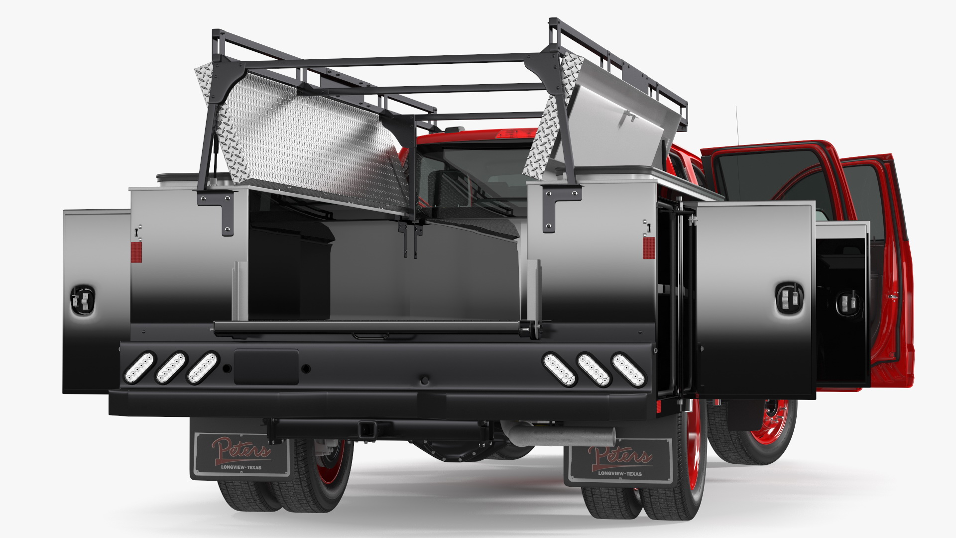 Ford Super Duty F550 with Service Body Red Rigged 3D model