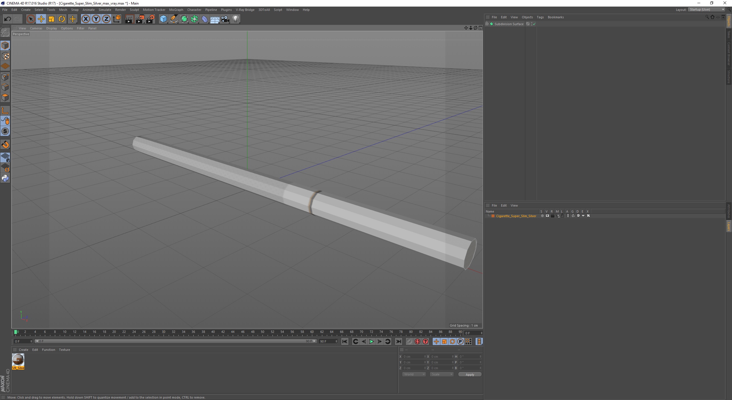 Cigarette Super Slim Silver 3D