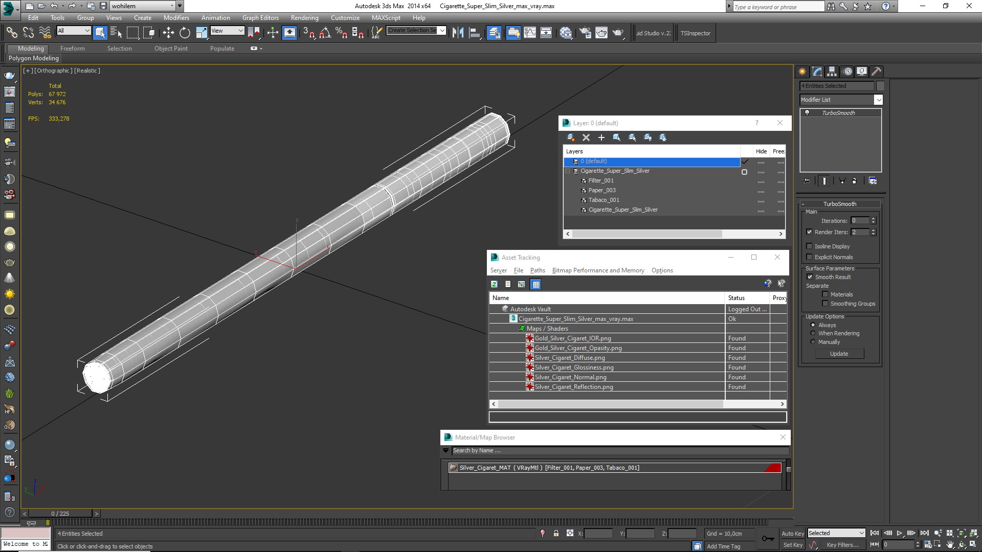 Cigarette Super Slim Silver 3D