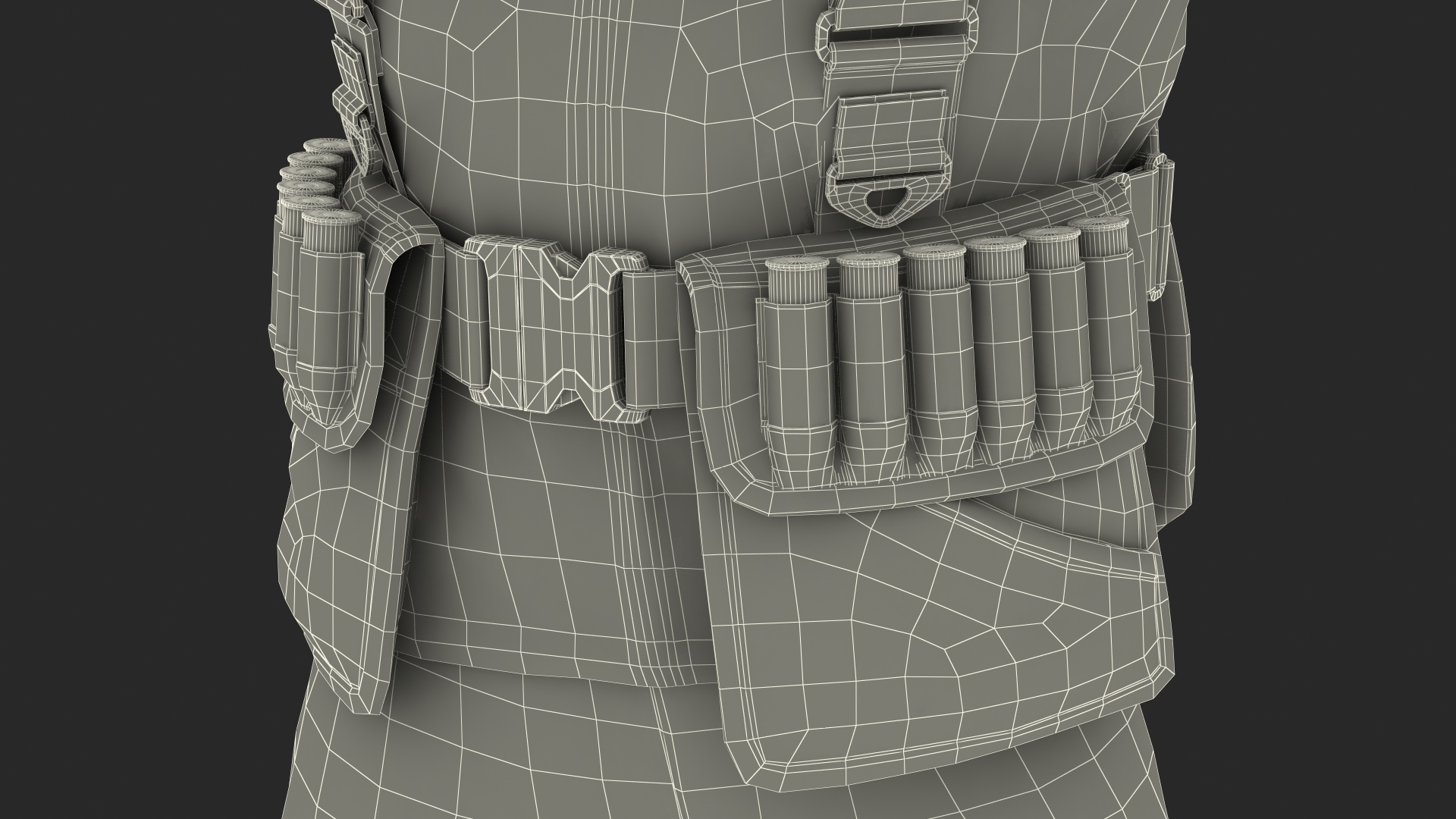 Shooting Hunter Man with Gun in Forest Camo Fur 3D