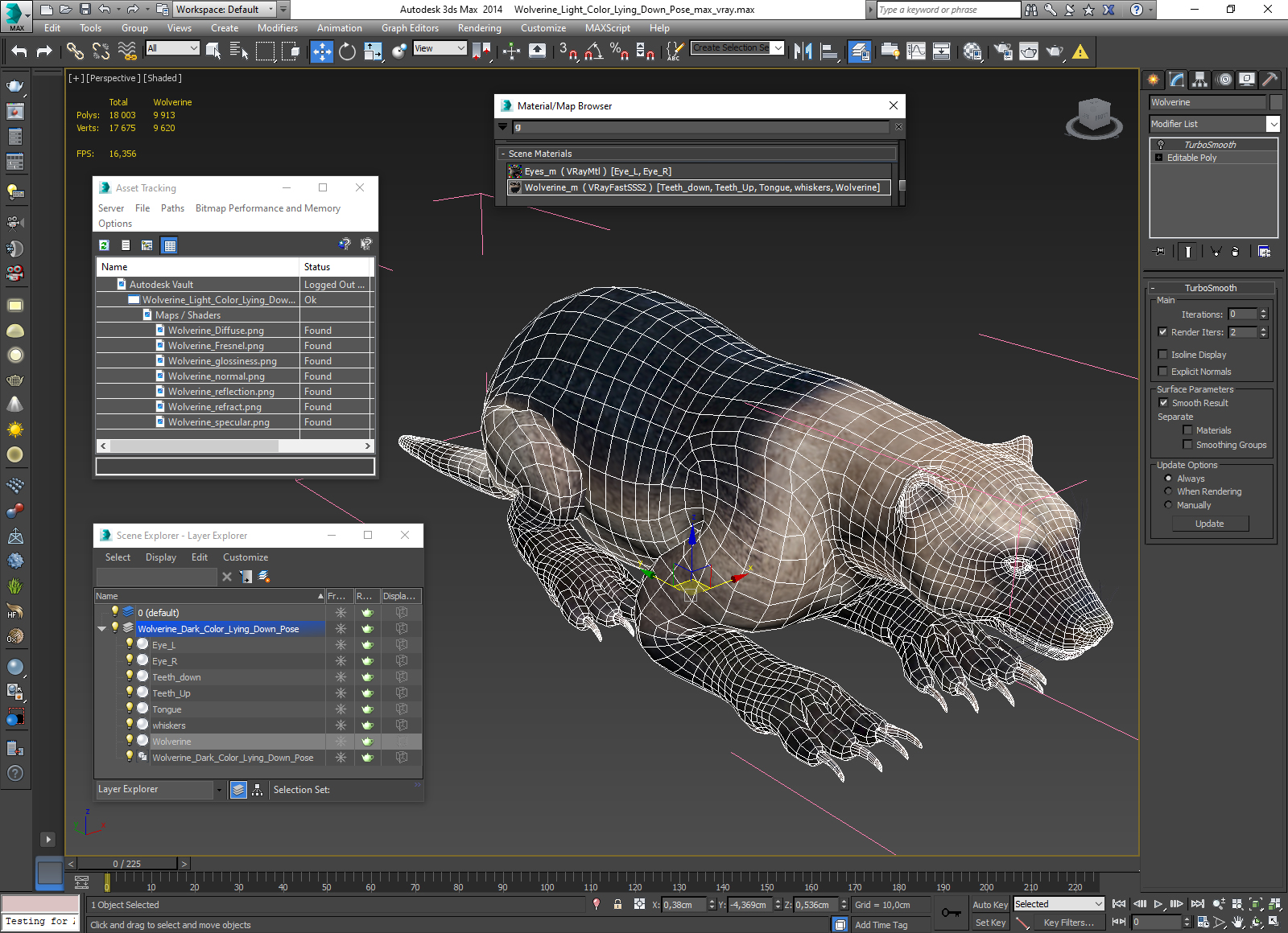 Wolverine Light Color Lying Down Pose 3D