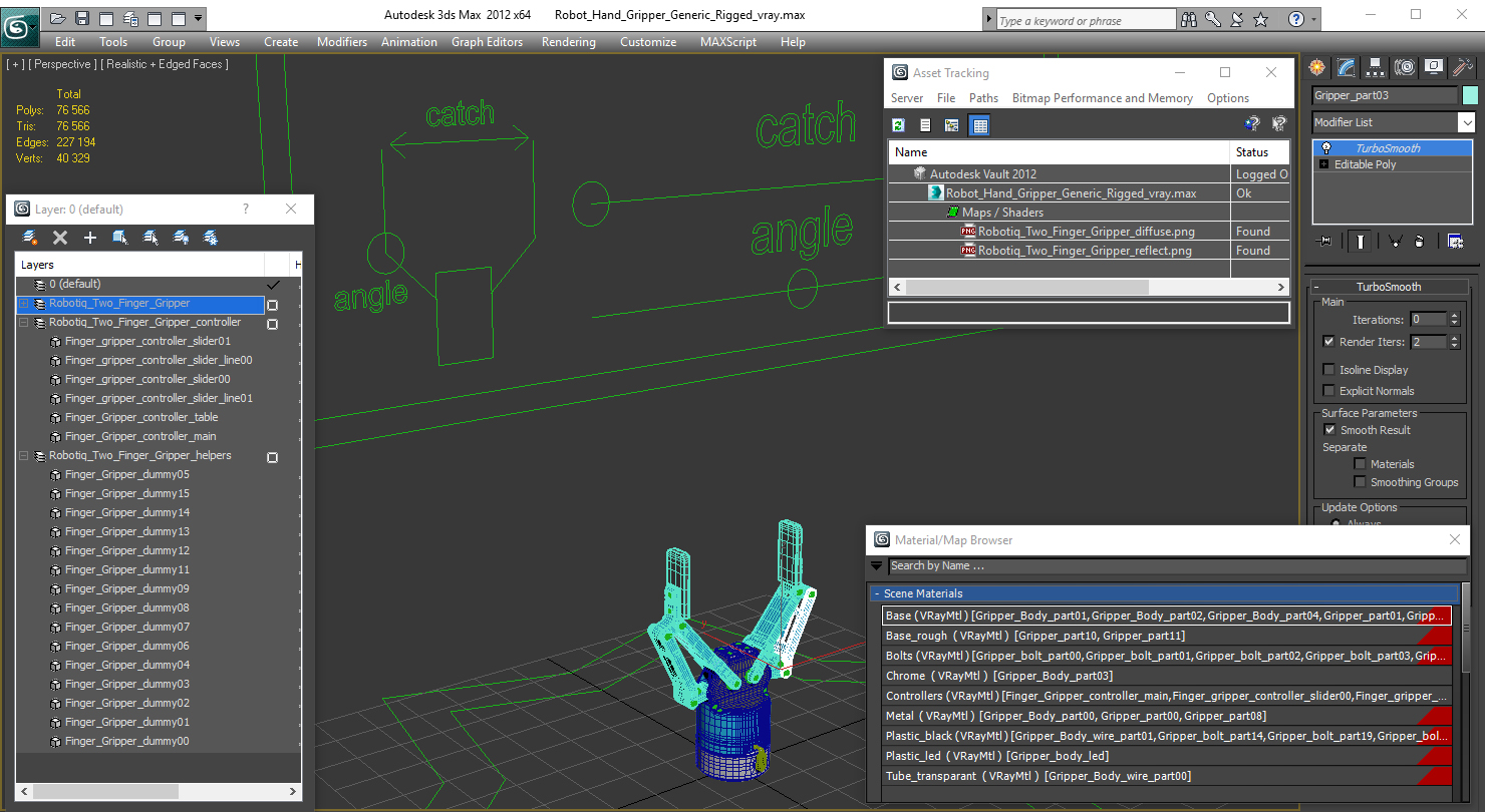 3D Robot Hand Gripper Generic Rigged model