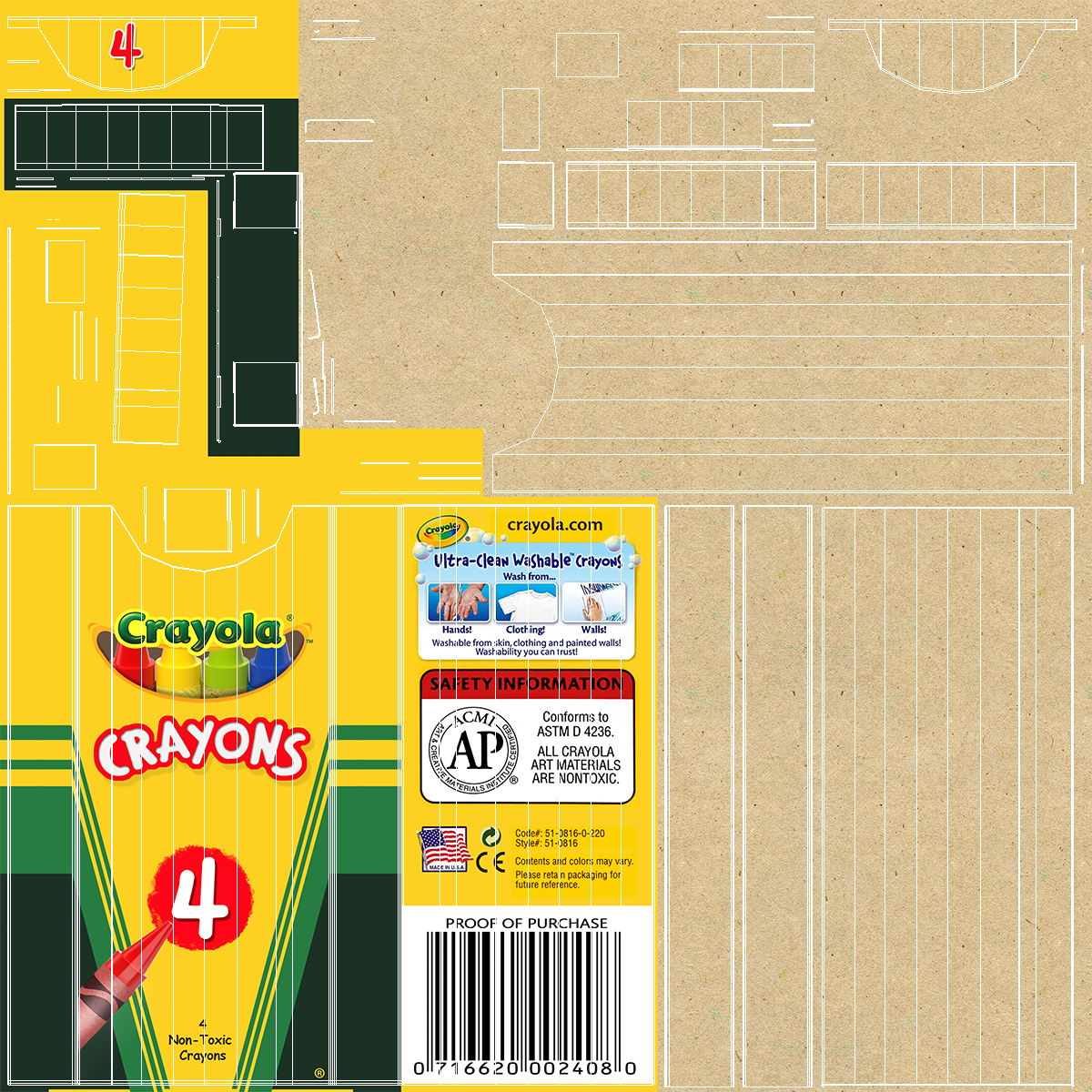 3D Crayola 4 Count Colored Crayons