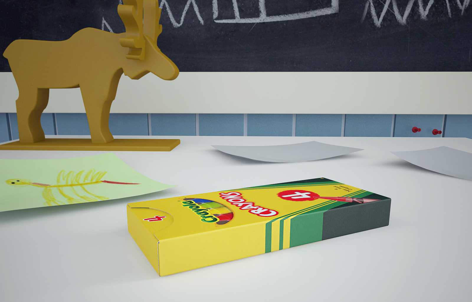 3D Crayola 4 Count Colored Crayons