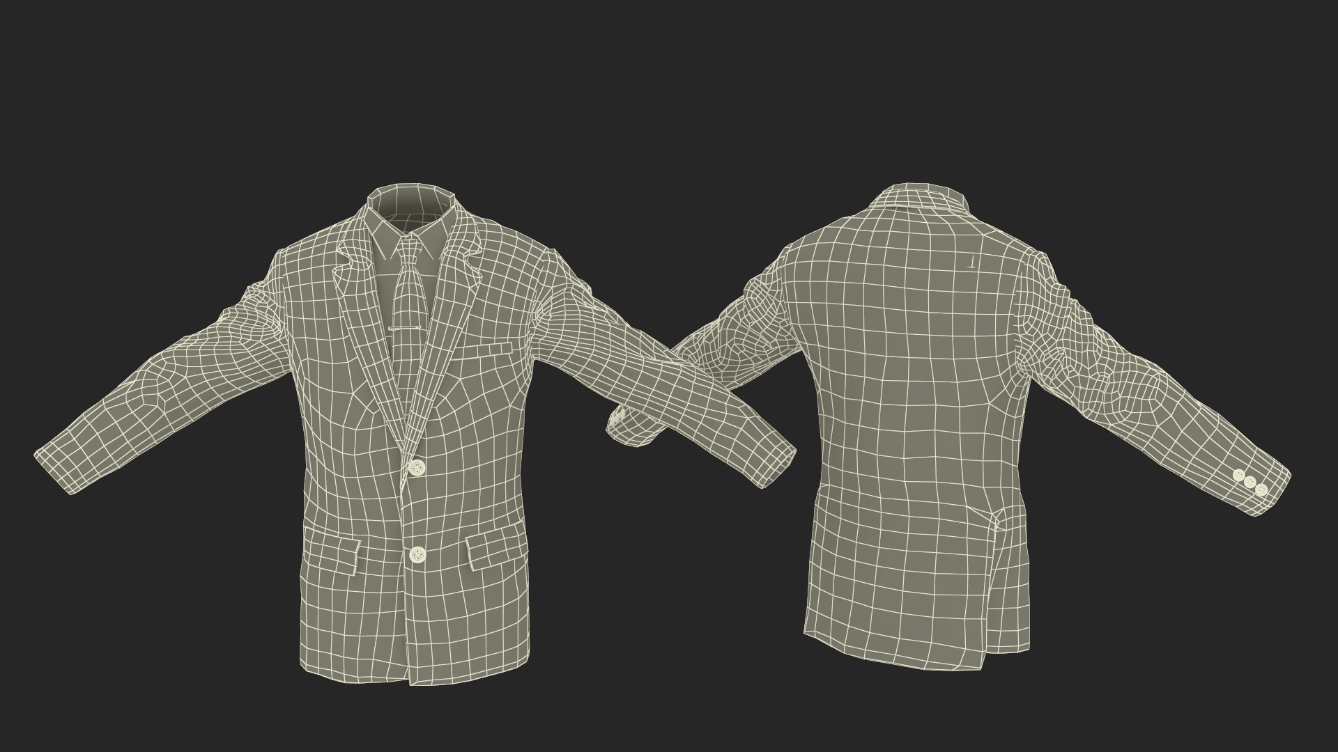 Business Uniform Jacket Suit Tie 3D