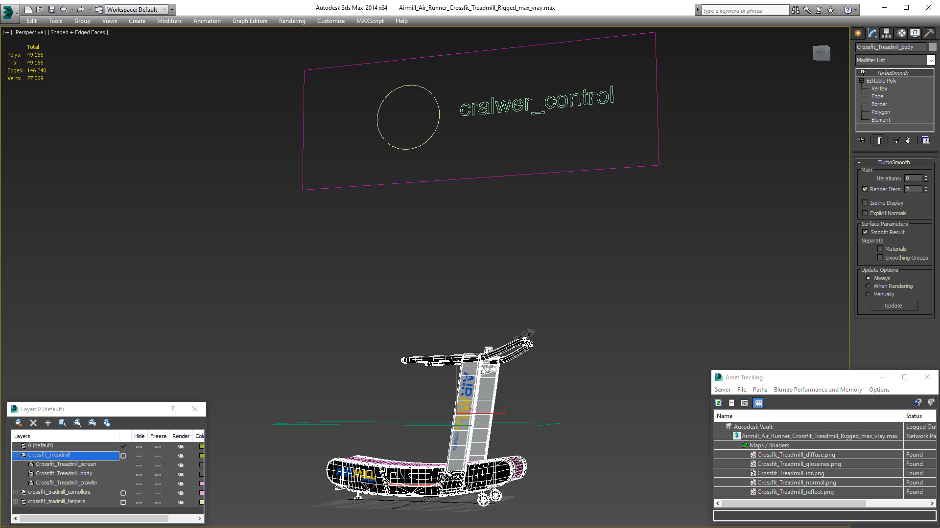 Airmill Air Runner Crossfit Treadmill Rigged 3D model