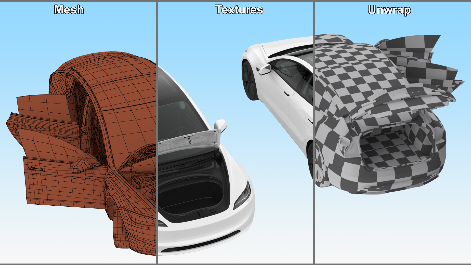 3D model Tesla Model 3 2024 White Rigged for Maya