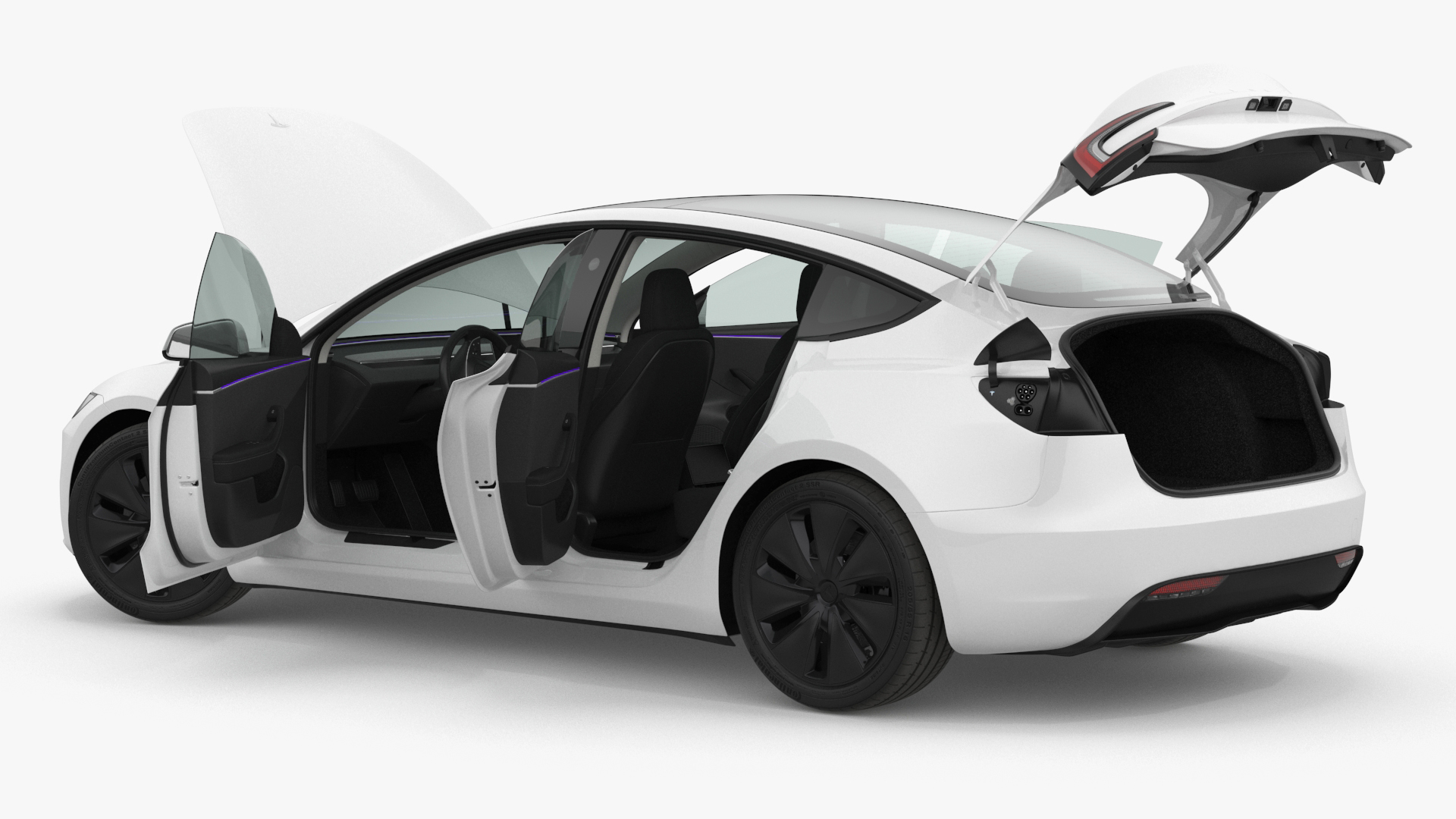 3D model Tesla Model 3 2024 White Rigged for Maya