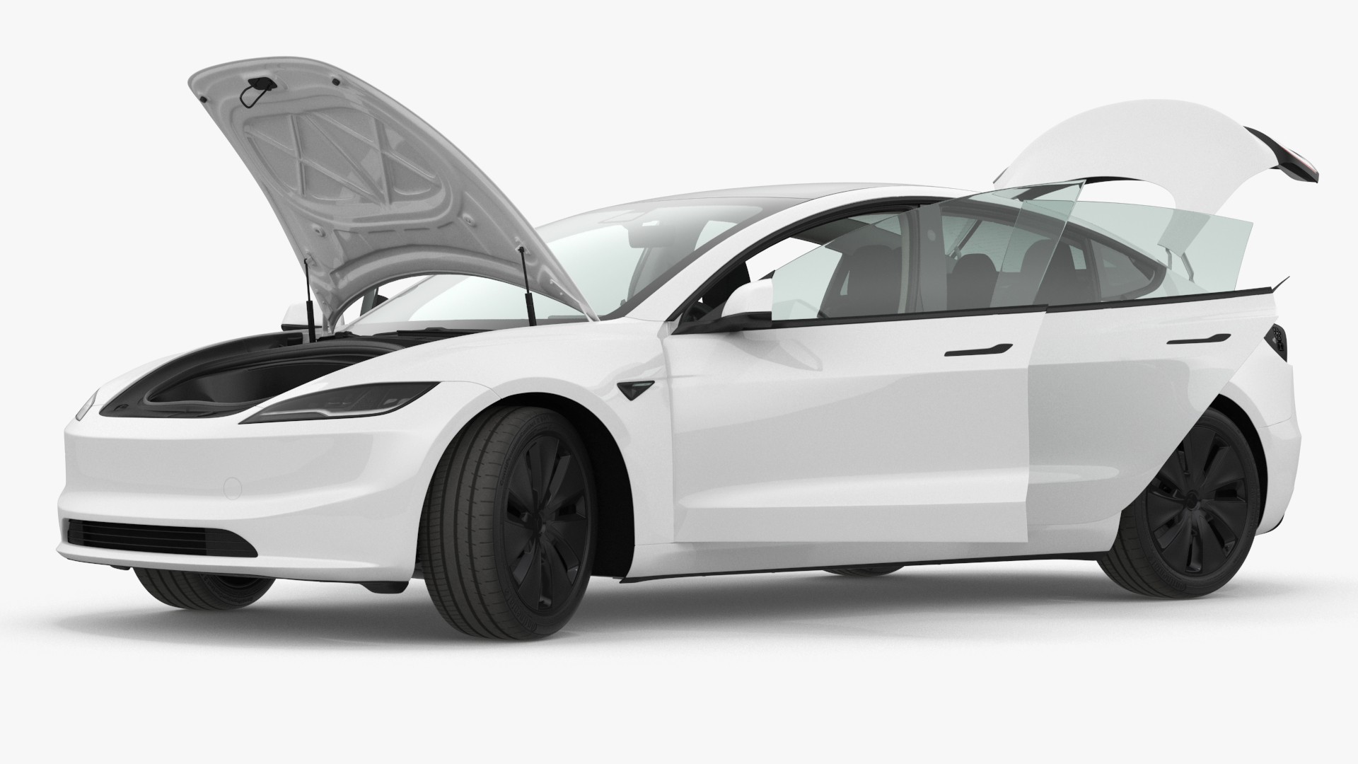 3D model Tesla Model 3 2024 White Rigged for Maya