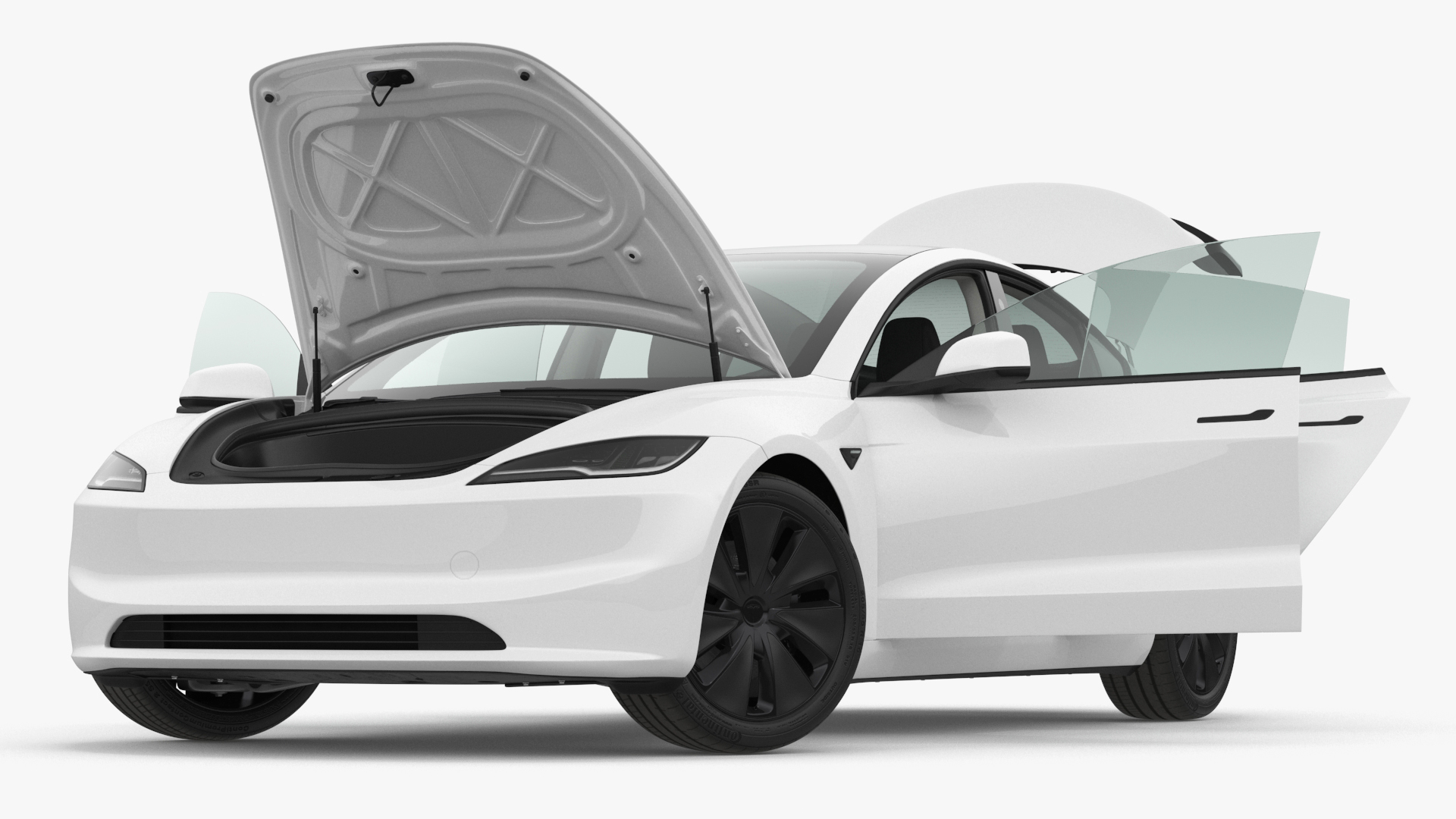 3D model Tesla Model 3 2024 White Rigged for Maya
