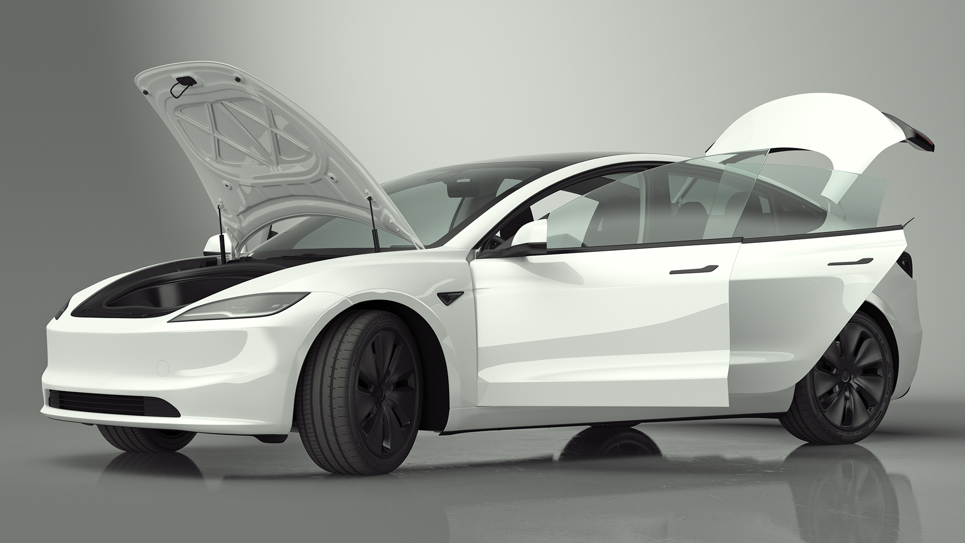 3D model Tesla Model 3 2024 White Rigged for Maya