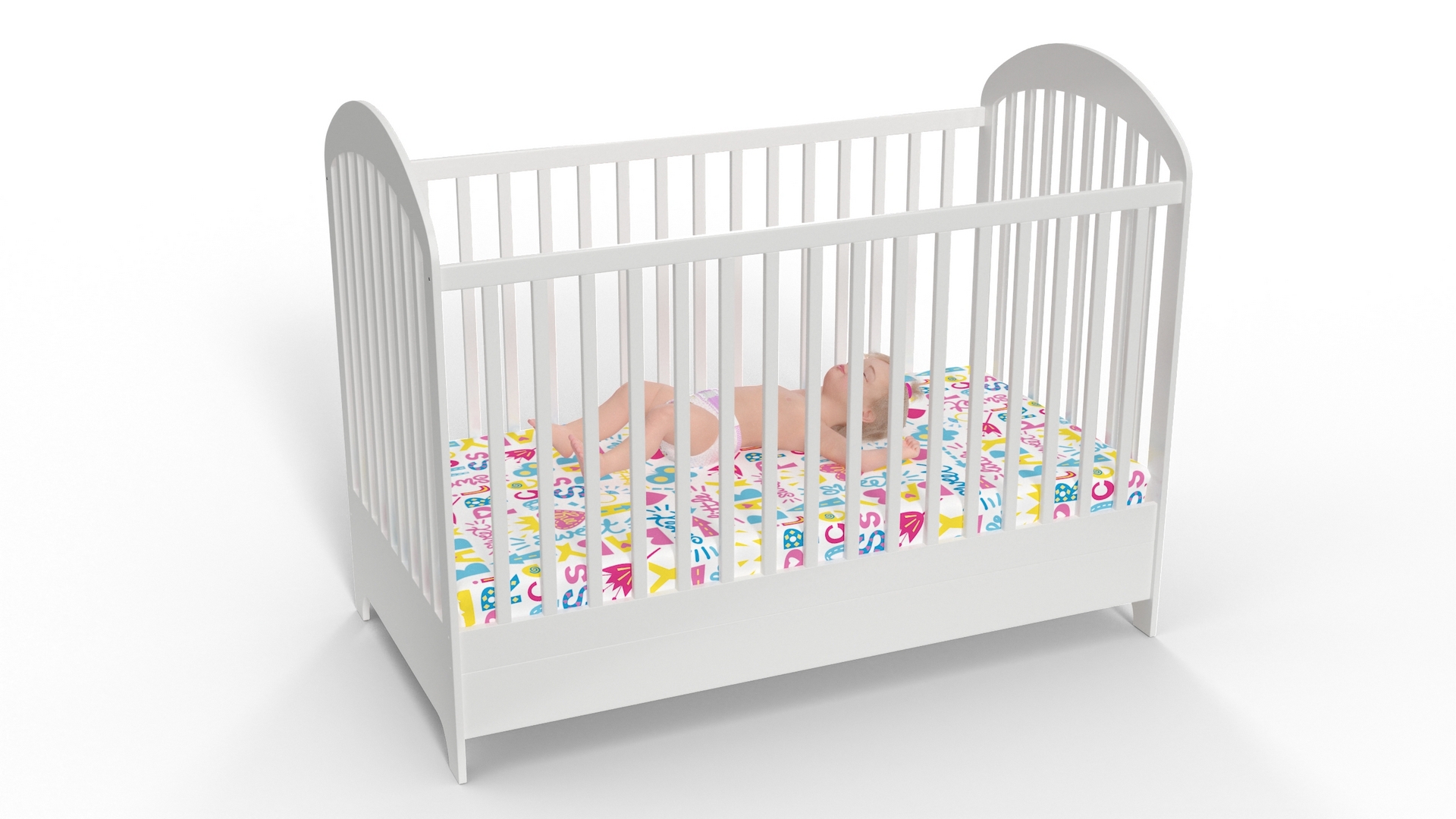 3D Little Girl in Bed Sleeping Fur
