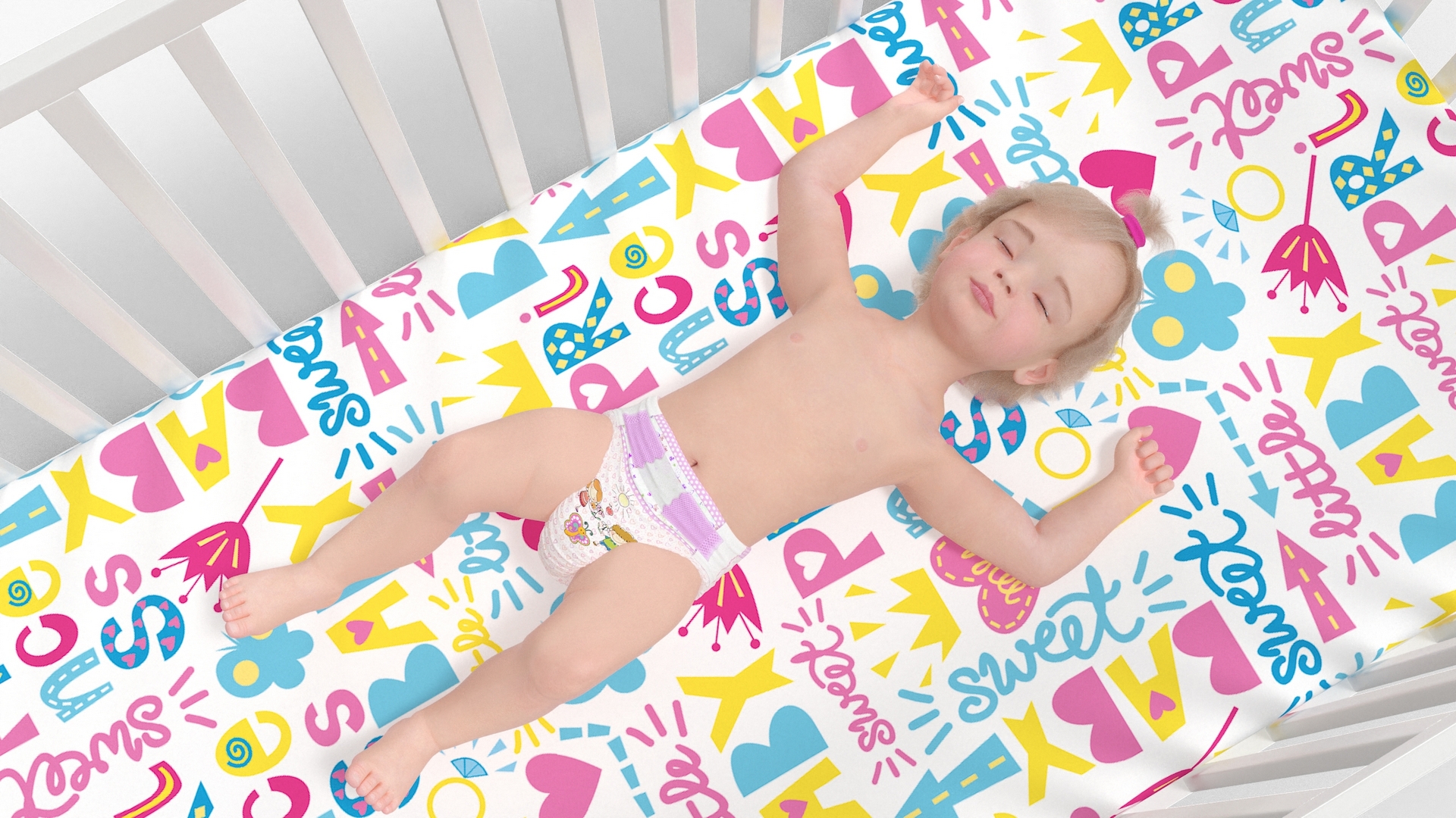 3D Little Girl in Bed Sleeping Fur