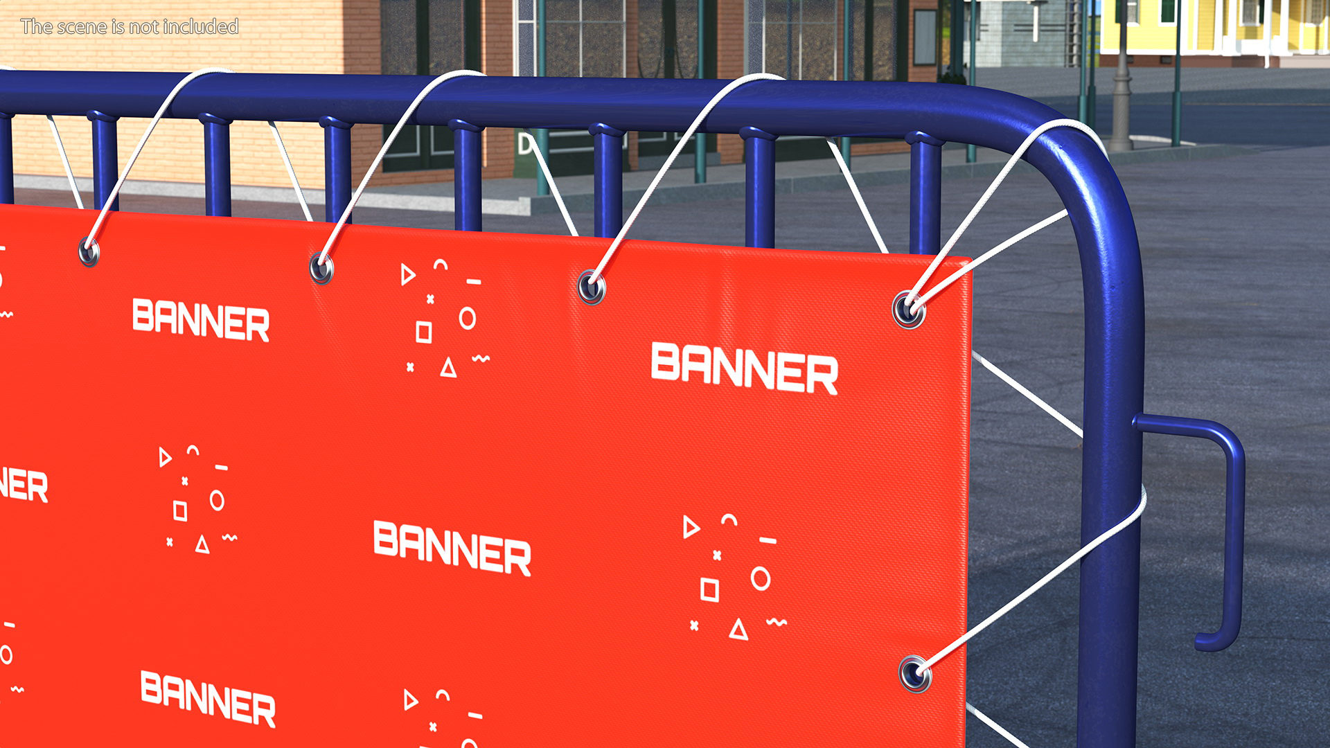 Modular Crowd Control Barrier Blue with Stretch Banner 3D model