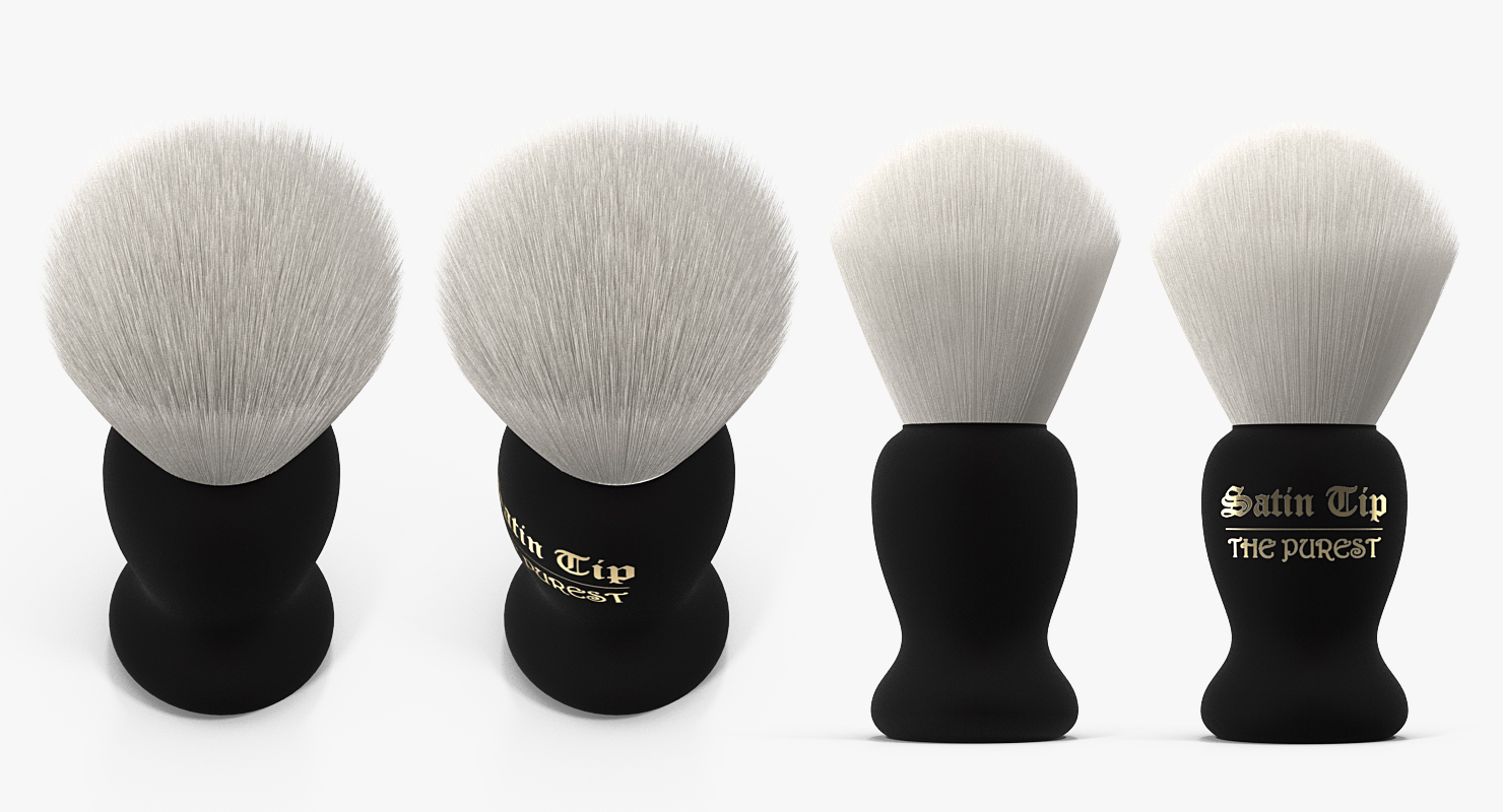 Folding Razor Badger Shaving Brush Wooden Set Fur 3D model