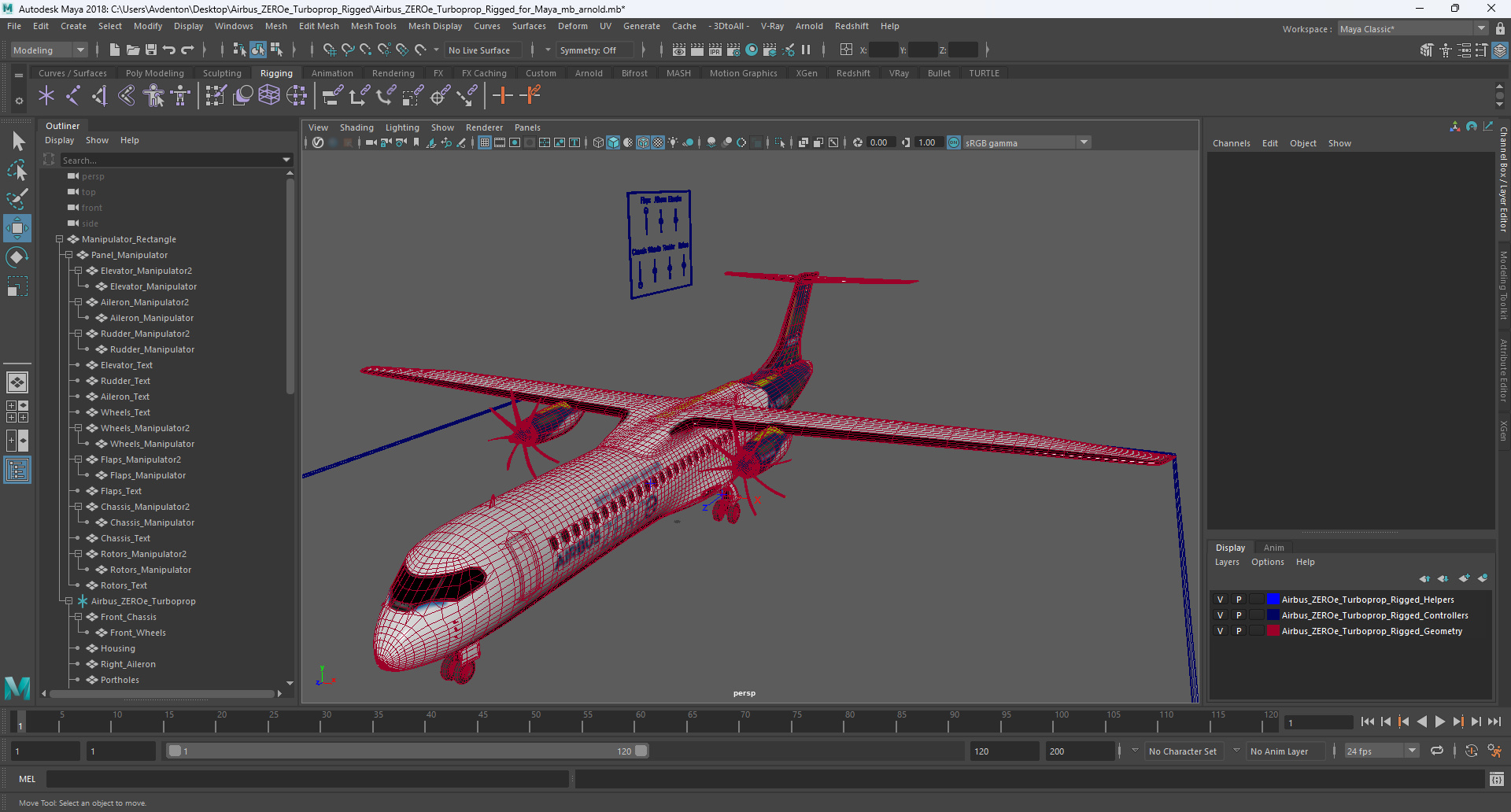 3D Airbus ZEROe Turboprop Rigged for Maya model