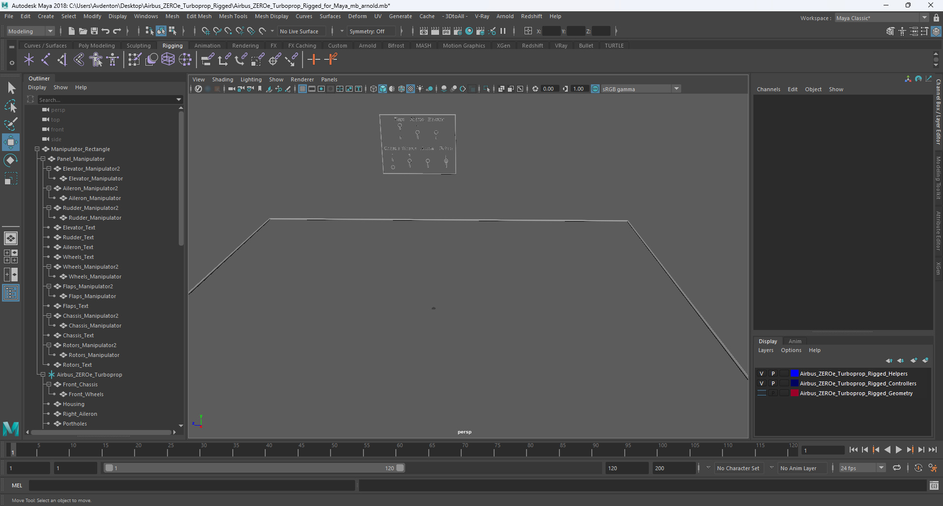 3D Airbus ZEROe Turboprop Rigged for Maya model
